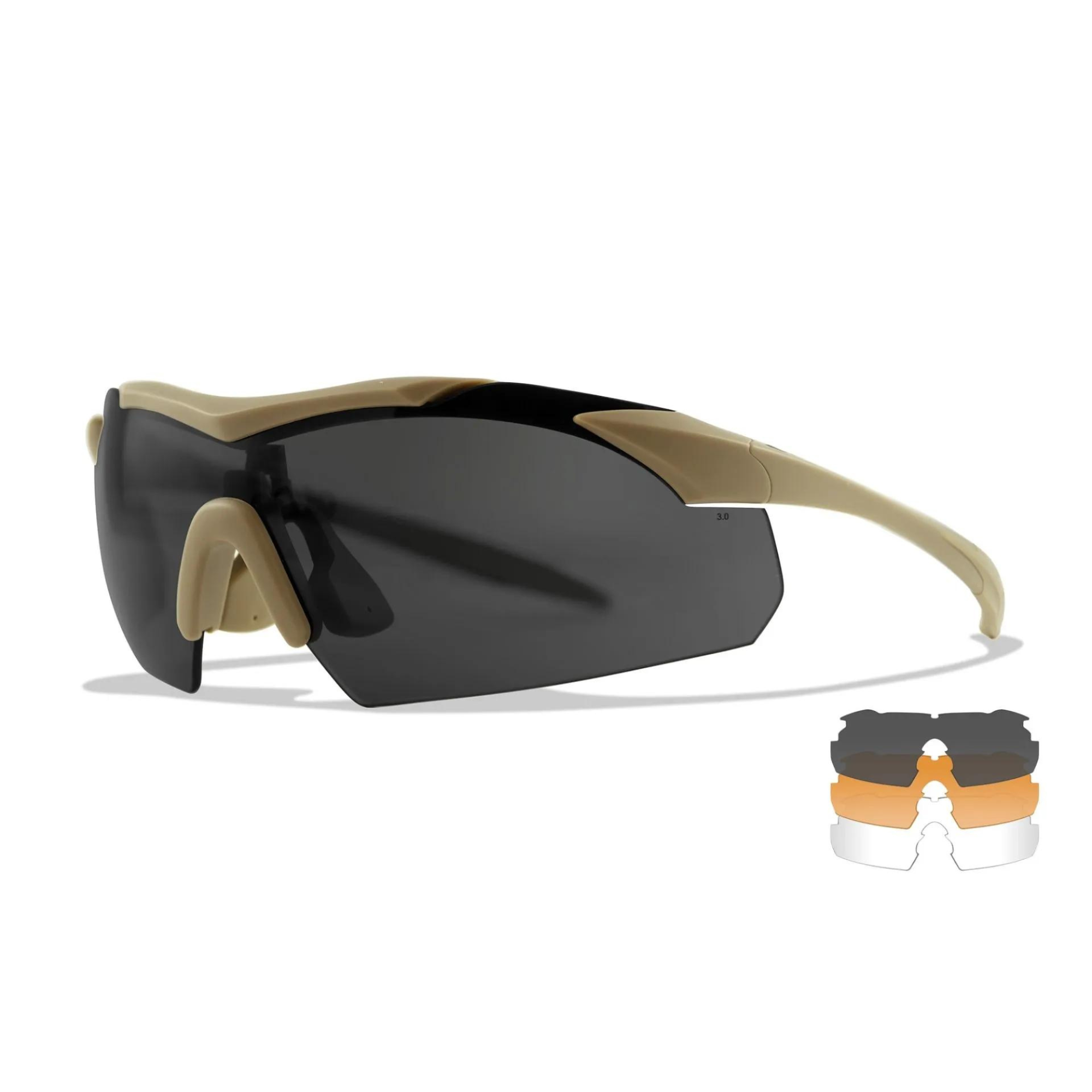 Lunettes Balistique WX VAPOR 2.5 - Triple Pack Verre Incolore + Verre Fumé + Verre Orange