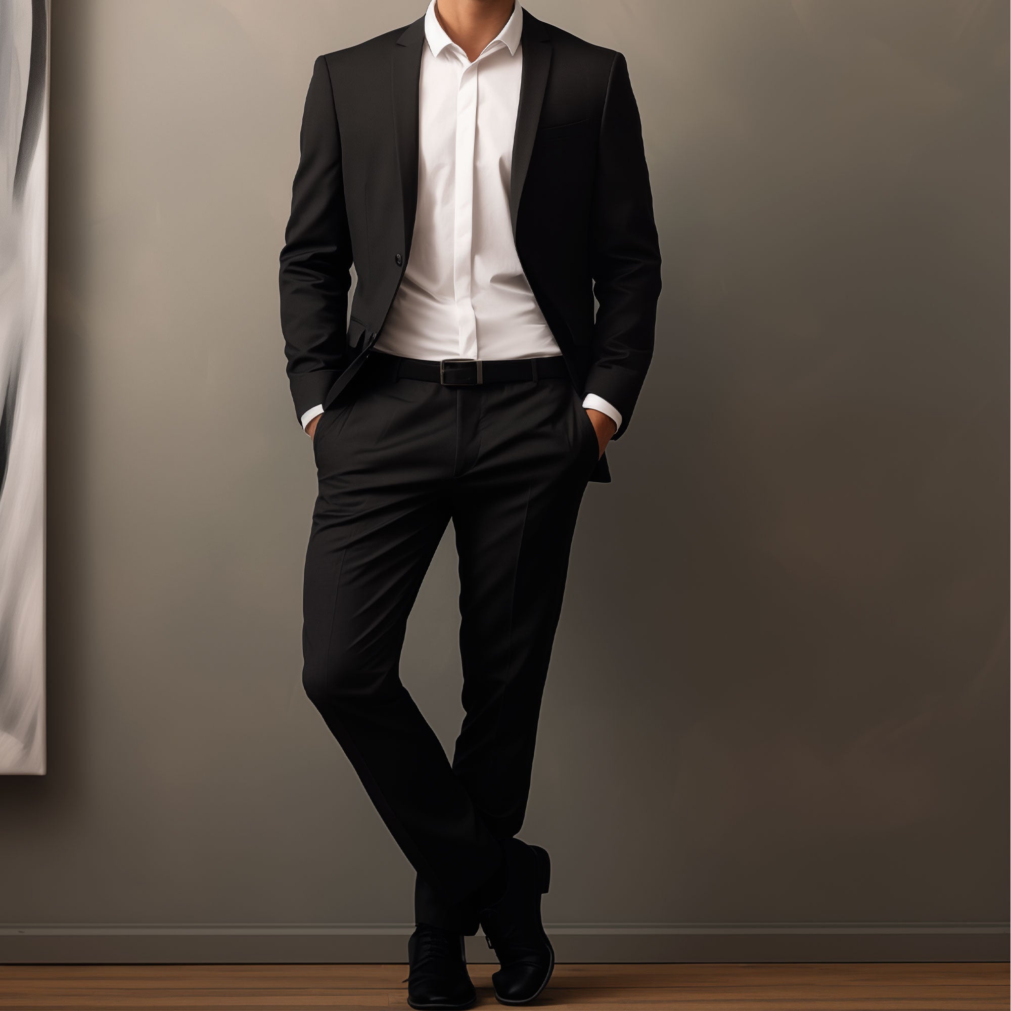 Pantalon de Costume Droit Coupe Ajustée