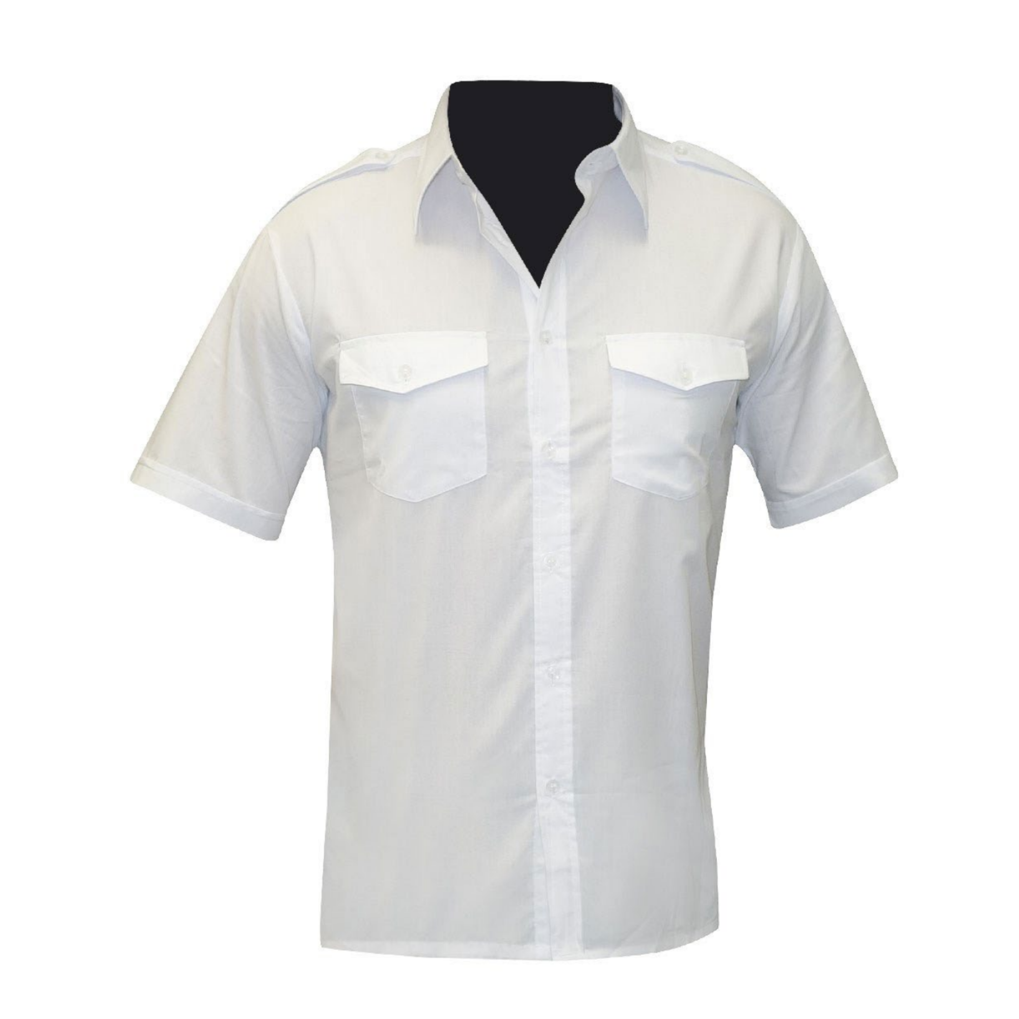 Chemise de Pilote Blanche à Manches Courtes