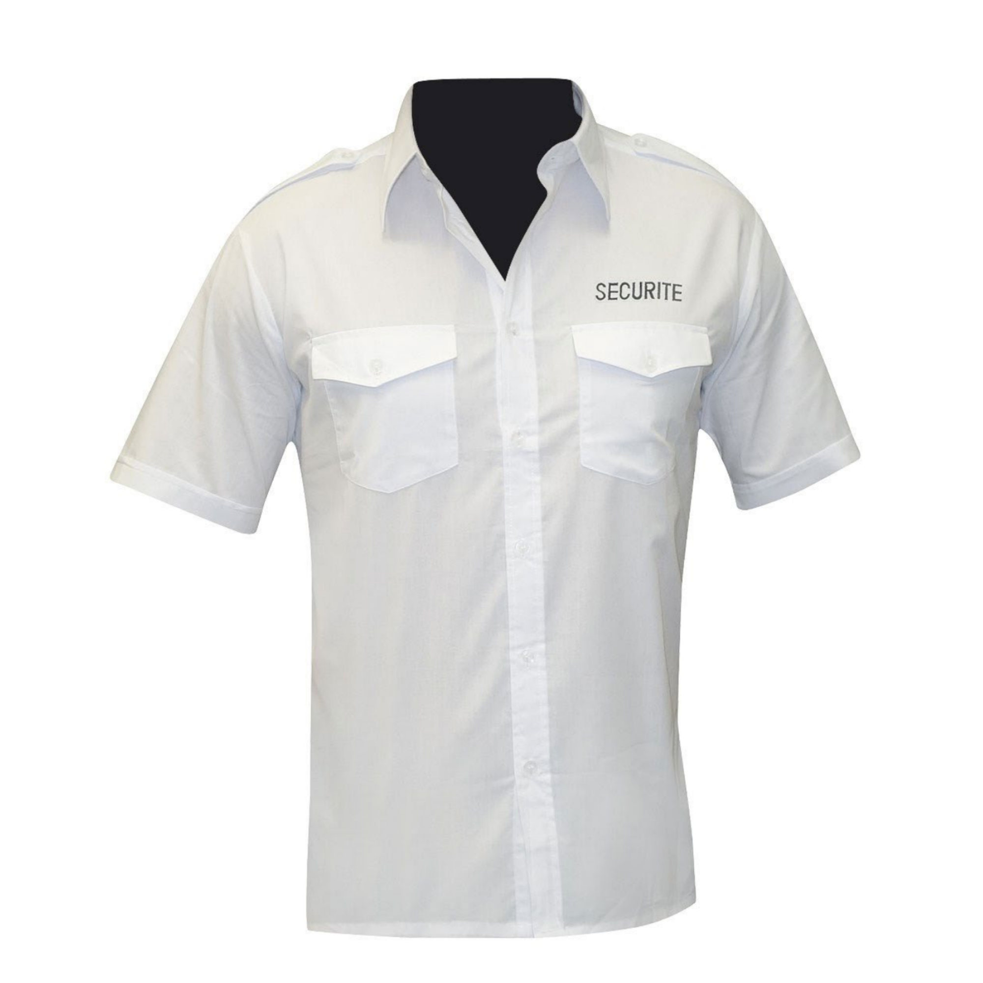 Chemise de Pilote Blanche à Manches Courtes Brodé Sécurité