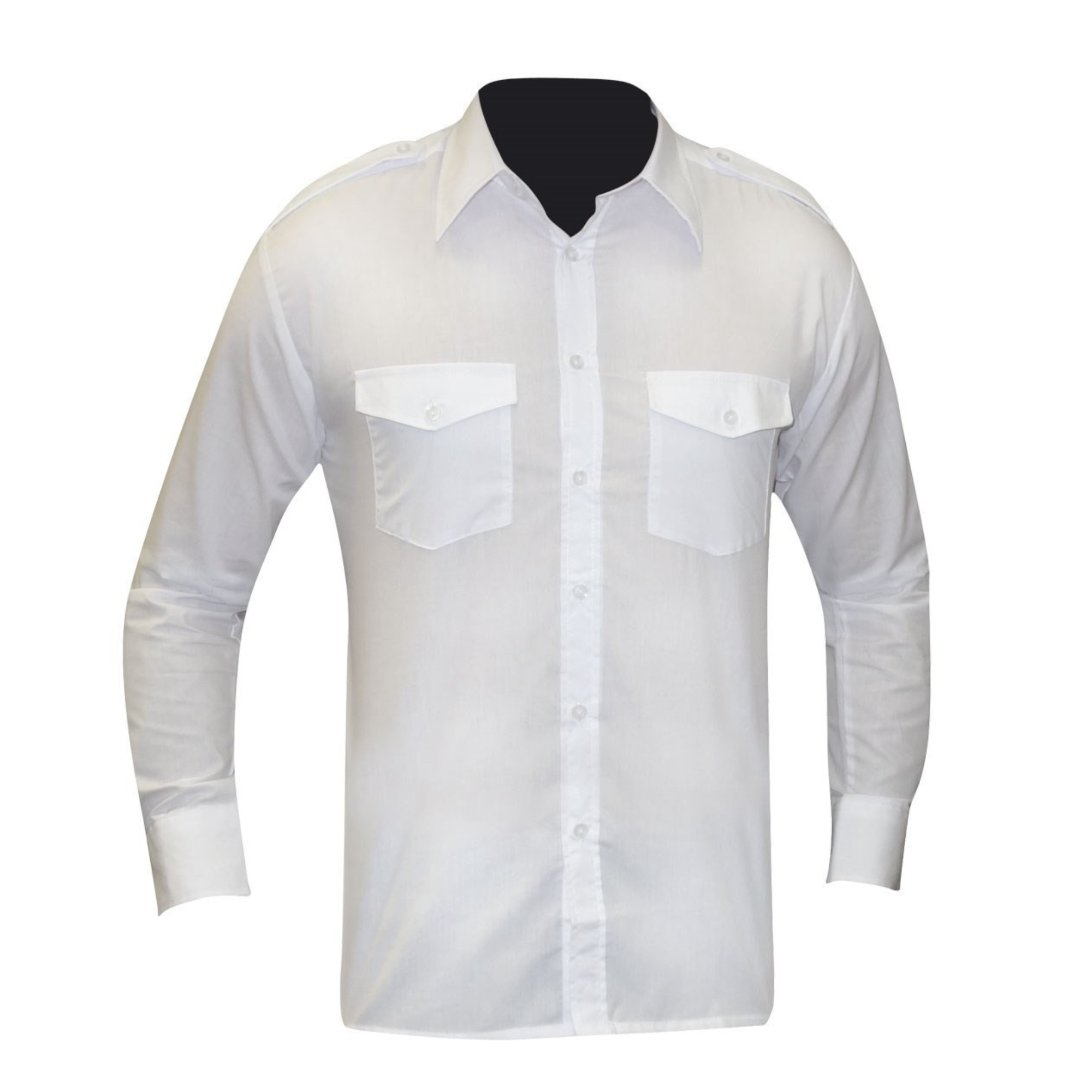 Chemise de Pilote Blanche à Manches Longues