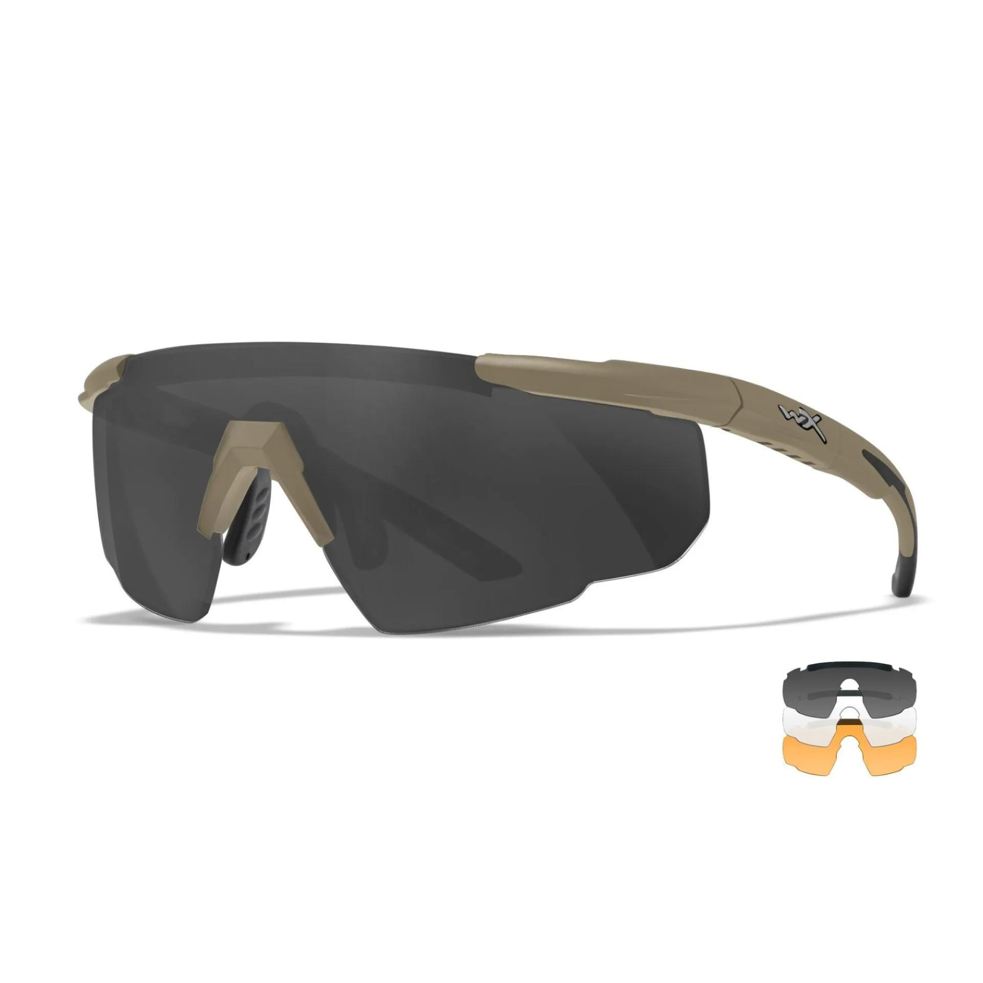 Lunettes Balistique SABER ADVANCED - Triple Pack Verre Fumé + Verre Incolore + Verre Orange