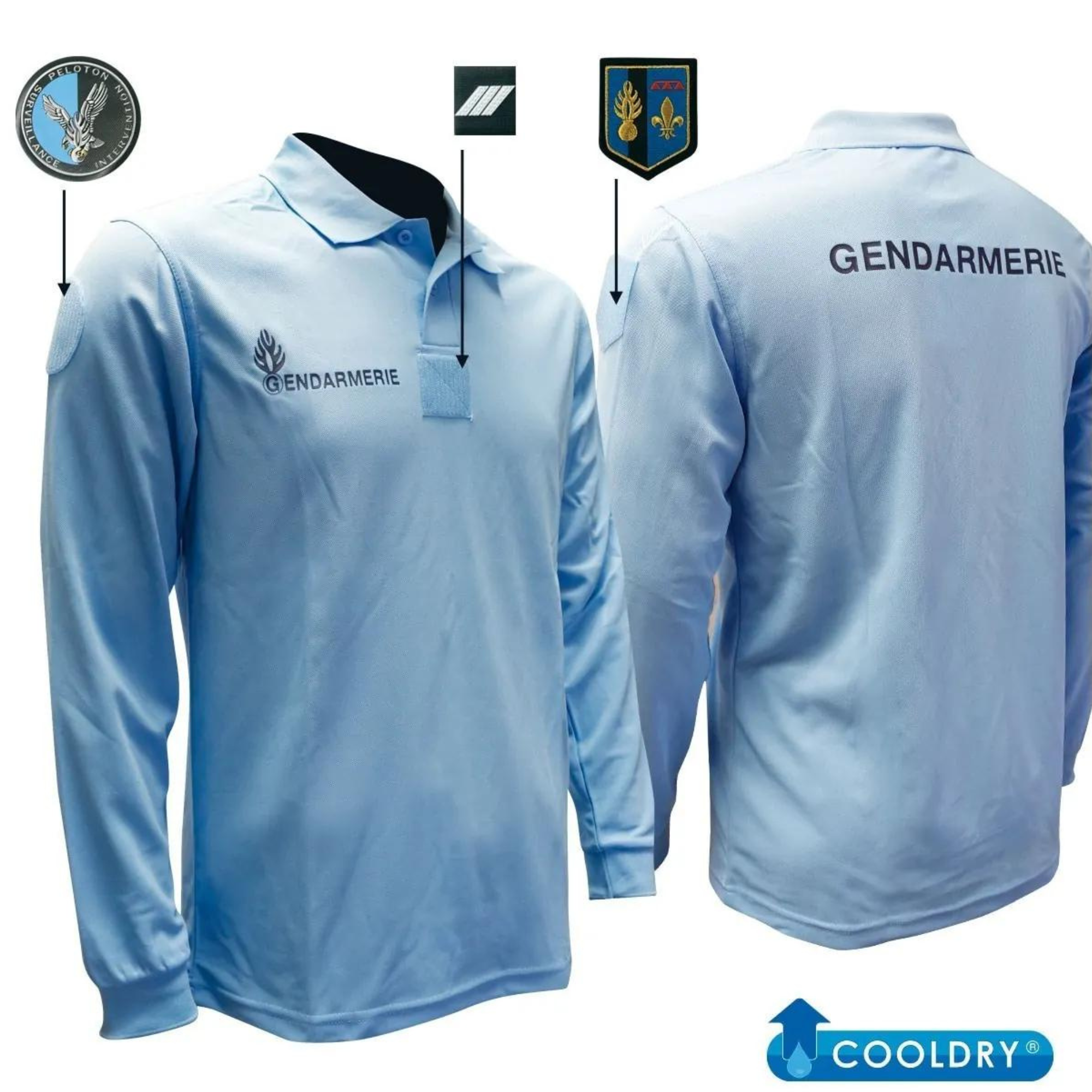 Polo Gendarmerie Bleu Cooldry® Manches Longues