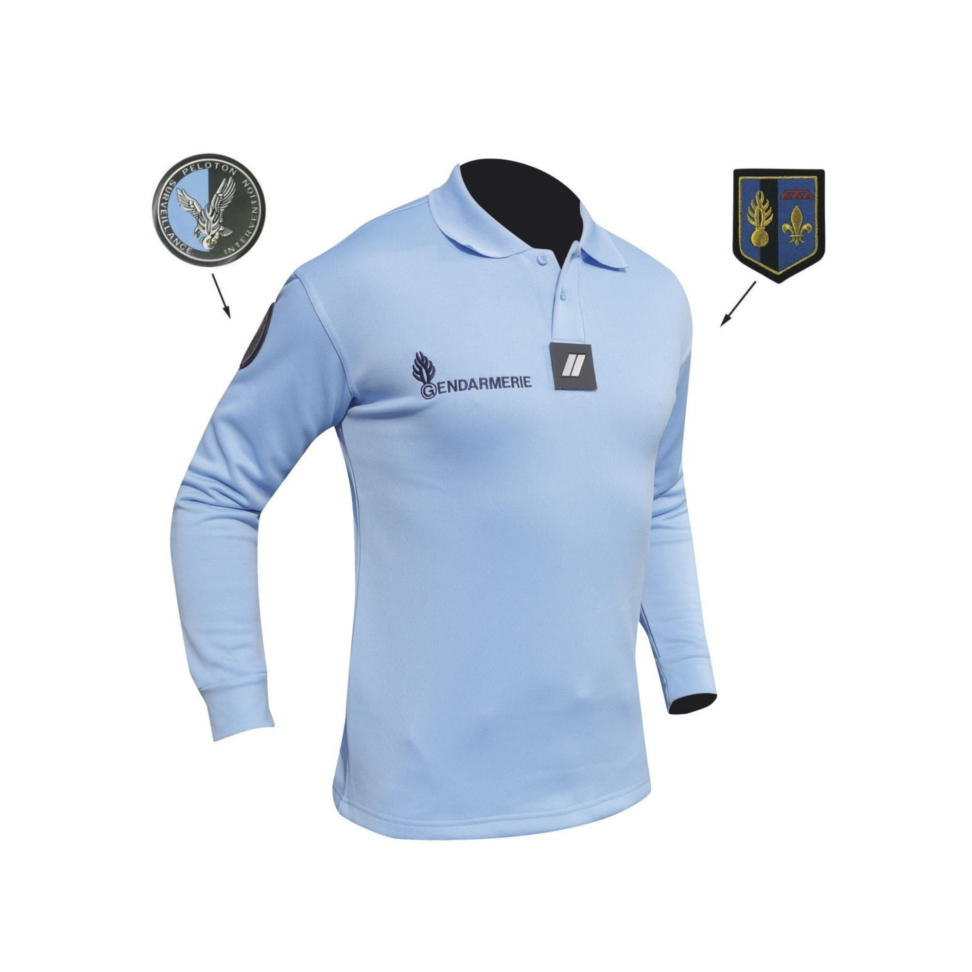 Polo Gendarmerie Bleu Manches Longues