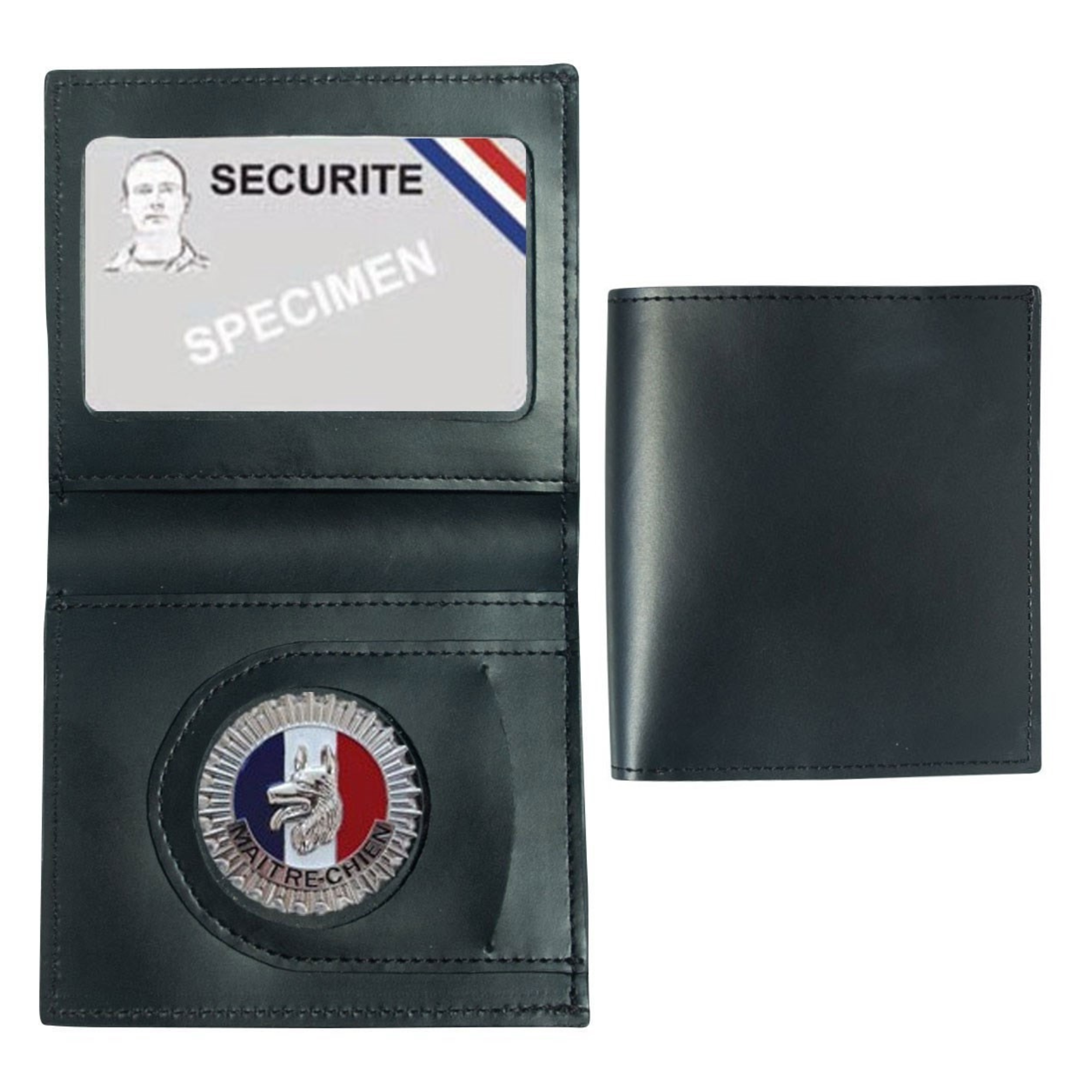 Porte-Cartes en Cuir 2 Volets Format CB avec Médaille Maitre Chien et Espace pour Billet