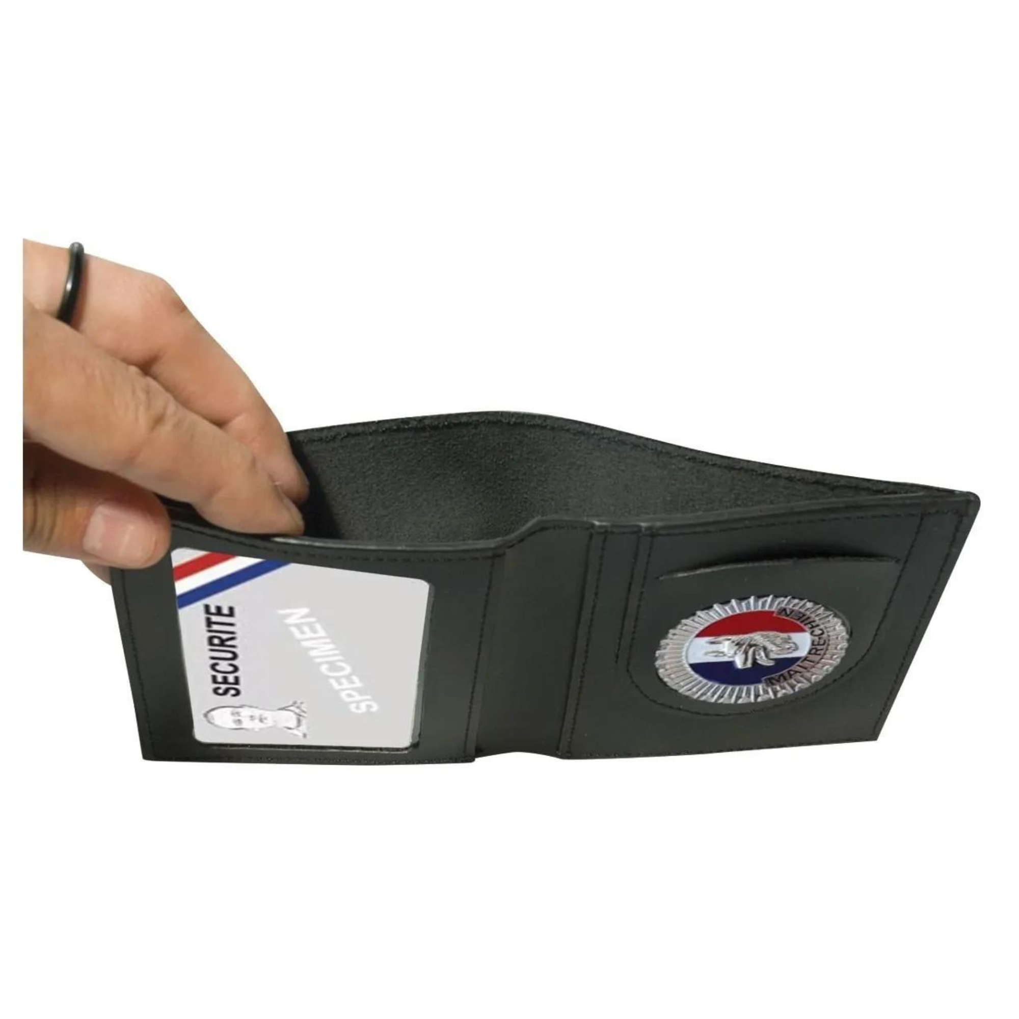 Porte-Cartes en Cuir 2 Volets Format CB avec Médaille Maitre Chien et Espace pour Billet