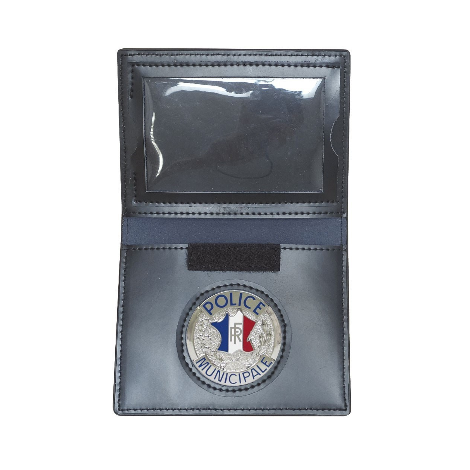 Porte-Cartes en Cuir 2 Volets, Emplacement Carte Navigo et Médaille Police Municipale