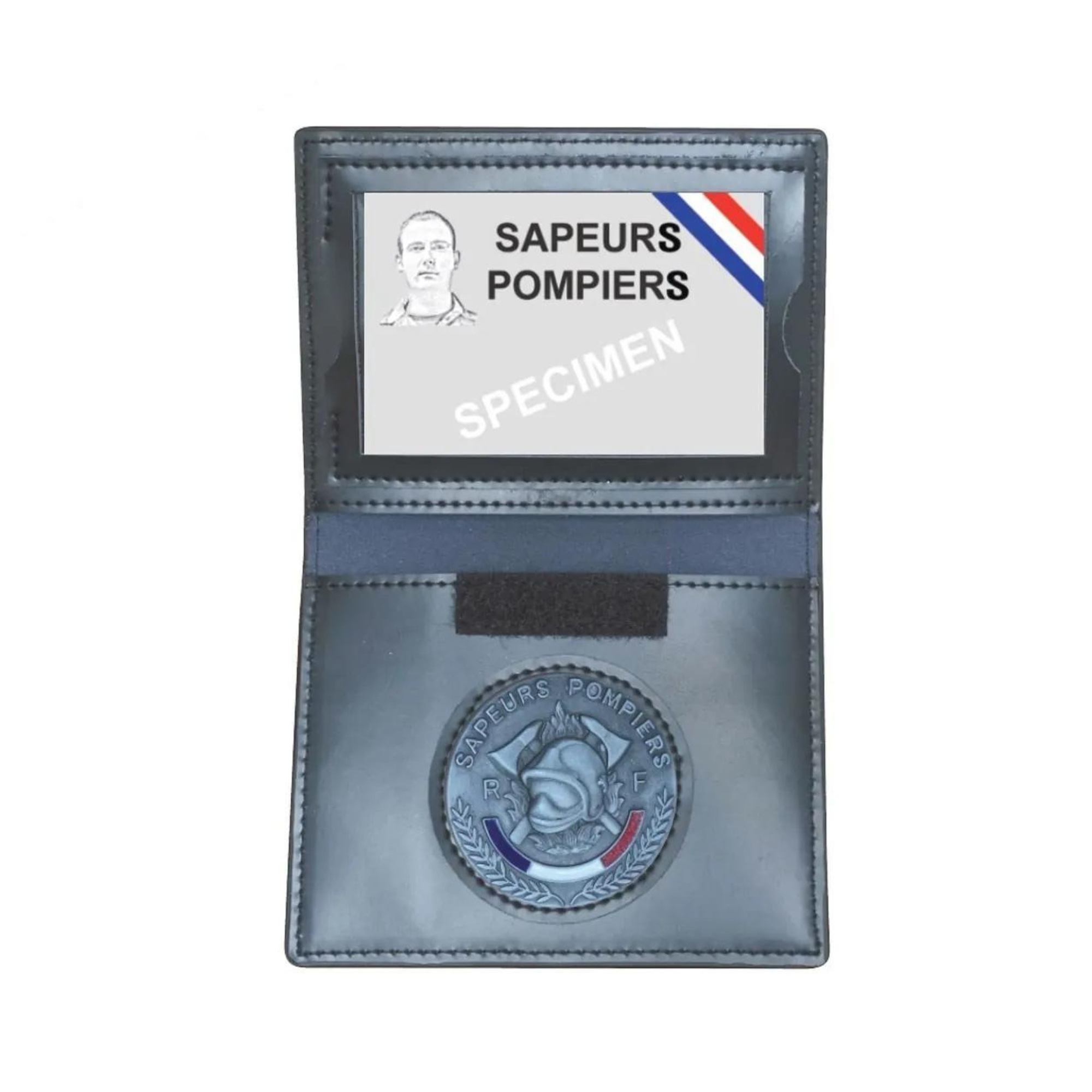 Porte-Cartes en Cuir 2 Volets, Emplacement Carte Navigo et Médaille Sapeurs Pompiers