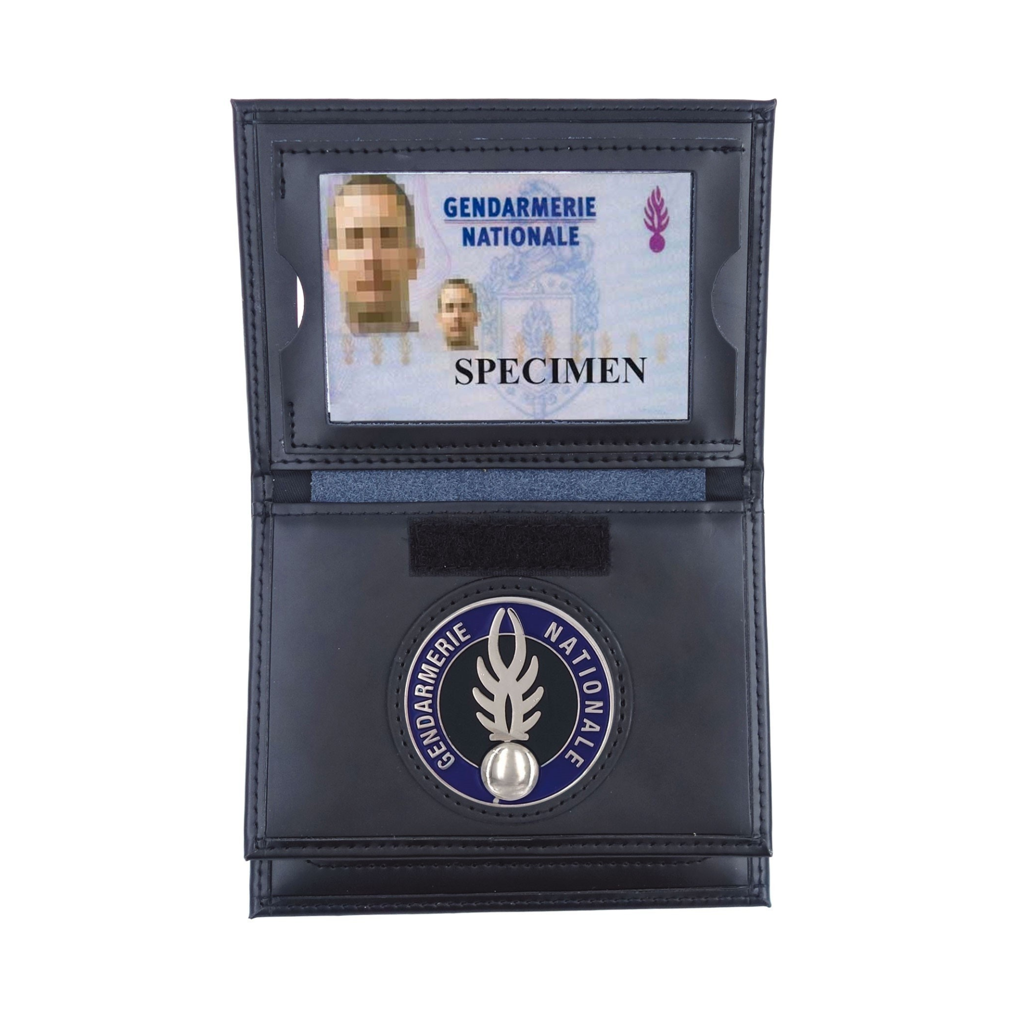 Porte-Cartes en Cuir 3 Volets Format CB avec Médaille Gendarmerie