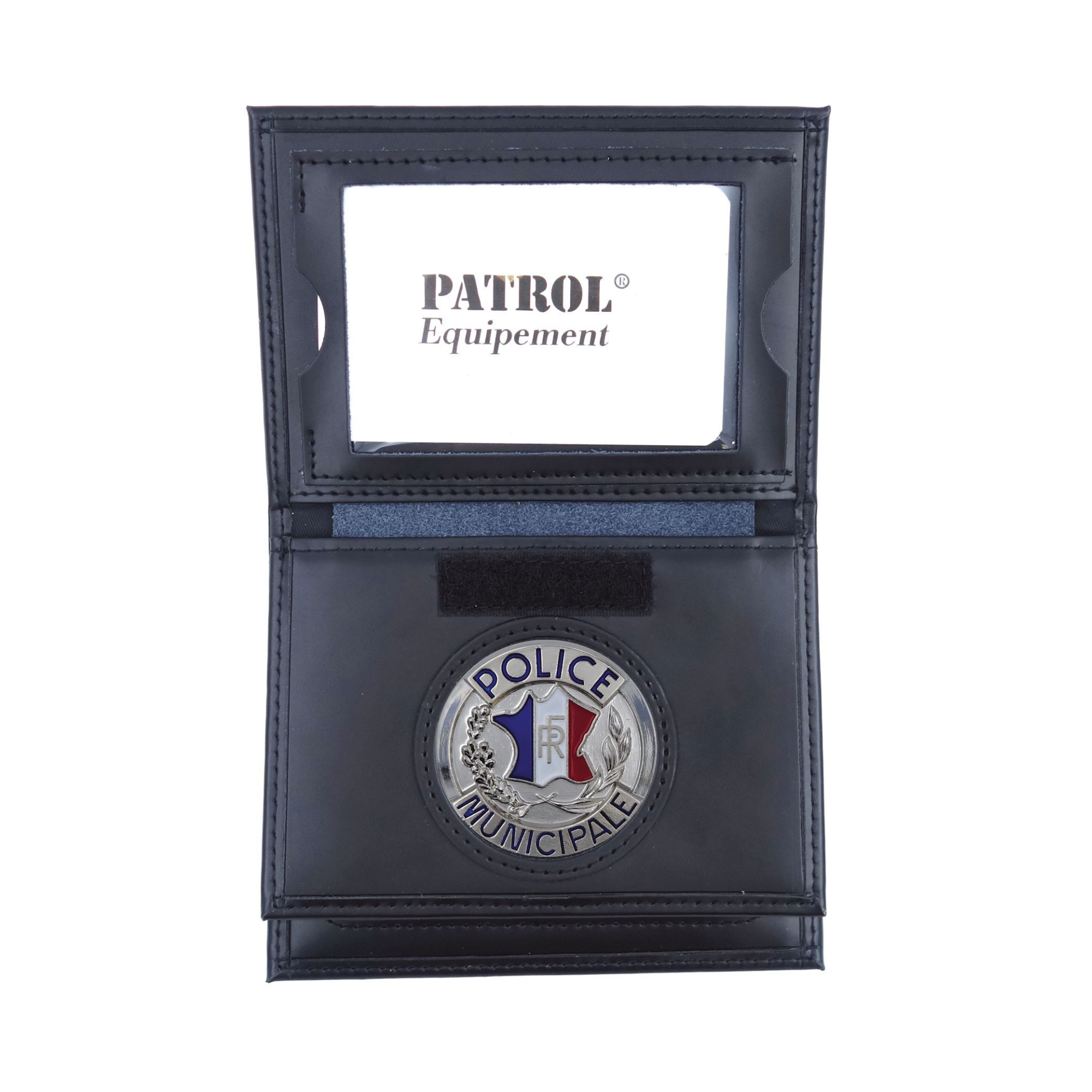 Porte-Cartes en Cuir 3 Volets Format CB avec Médaille Police Municipale