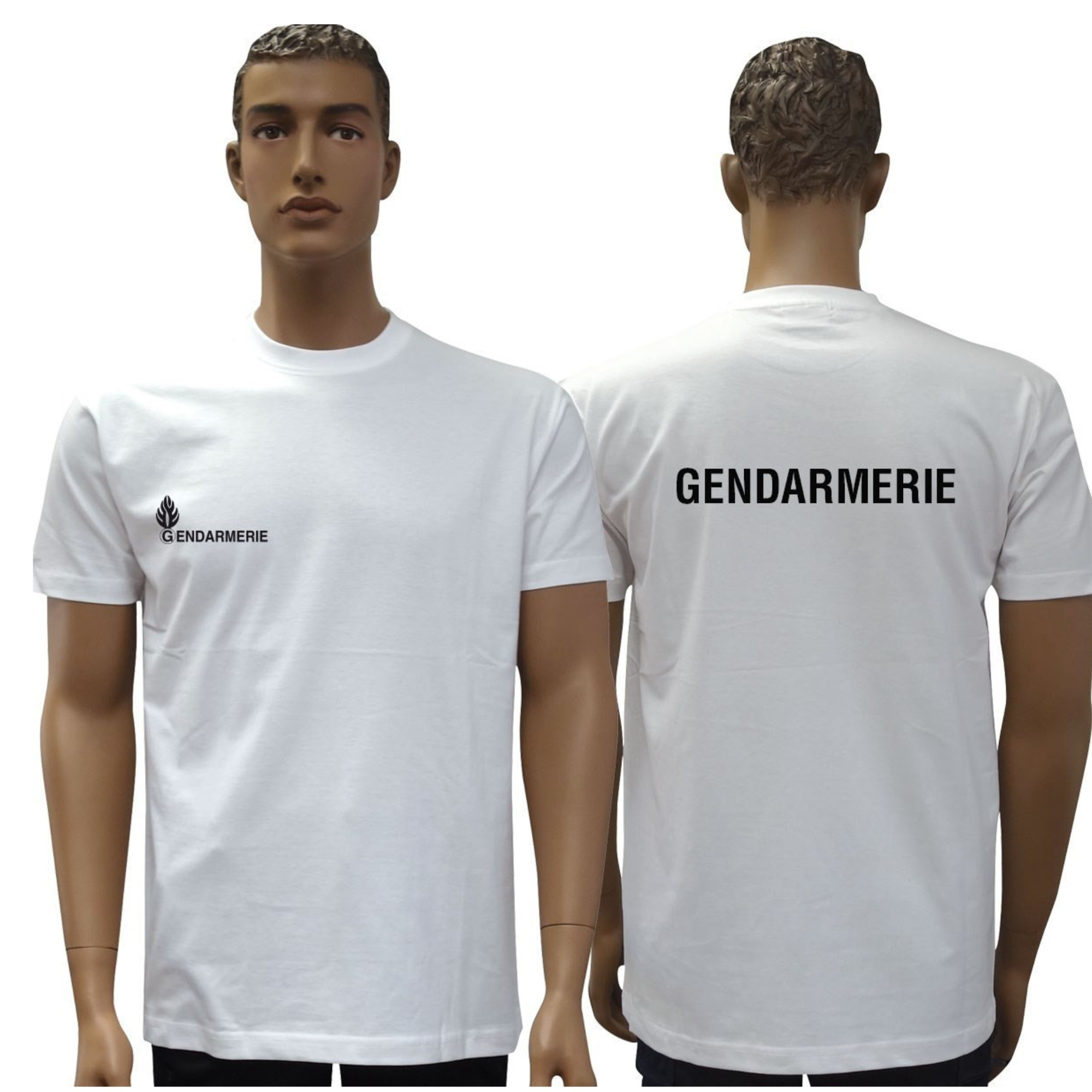 T-shirt Blanc à Manches Courtes Impression Gendarmerie