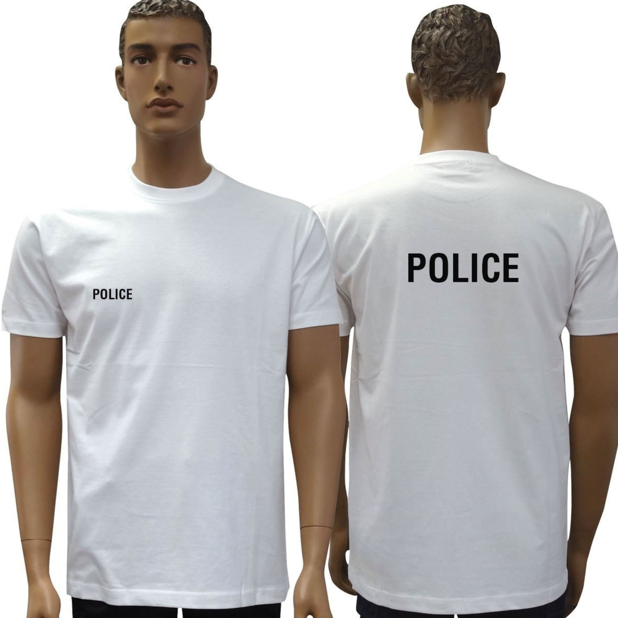 T-shirt Blanc à Manches Courtes Impression Police