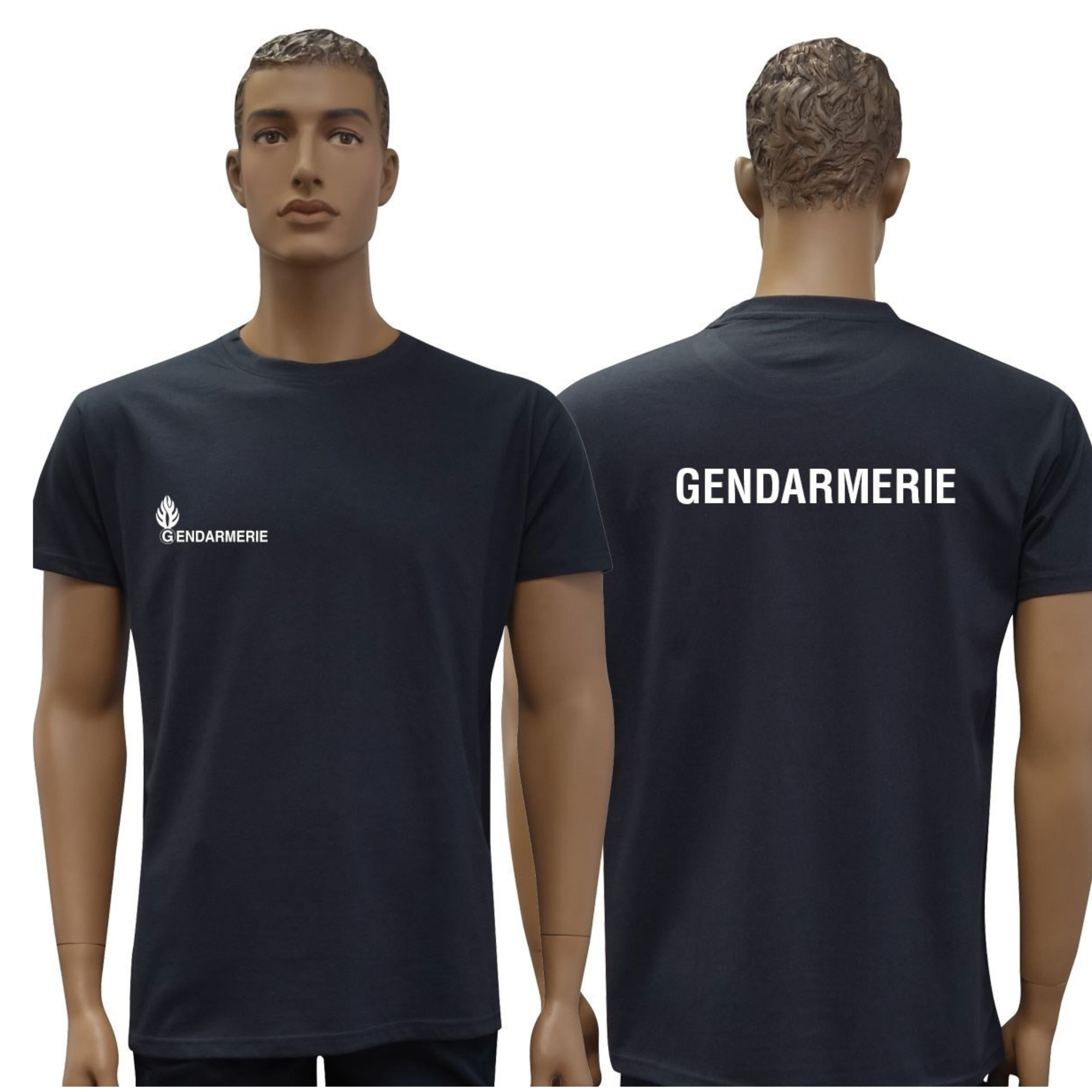 T-shirt Bleu Marine à Manches Courtes Impression Gendarmerie Départementale