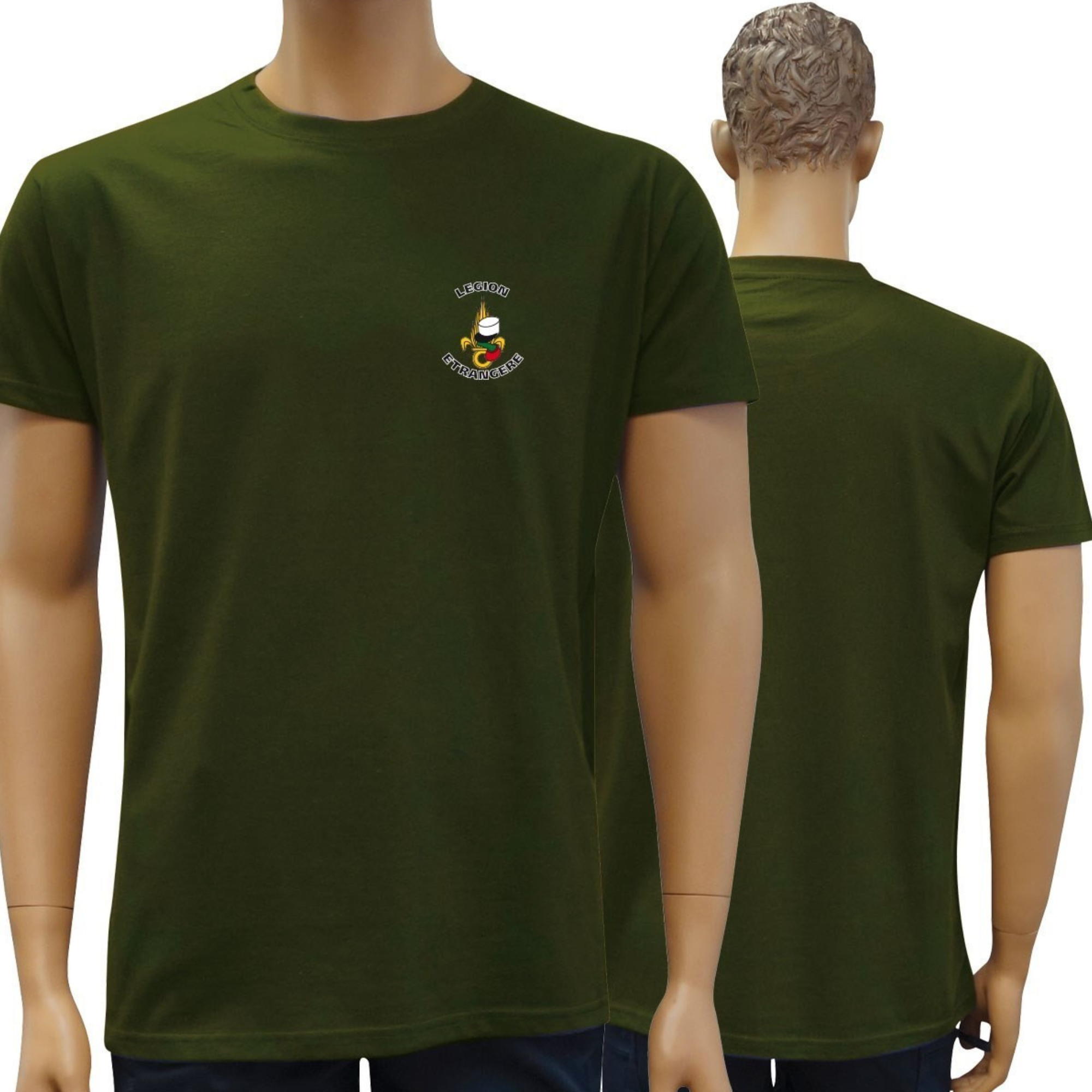 T-shirt Militaire Vert OD à Manches Courtes Légion Étrangère