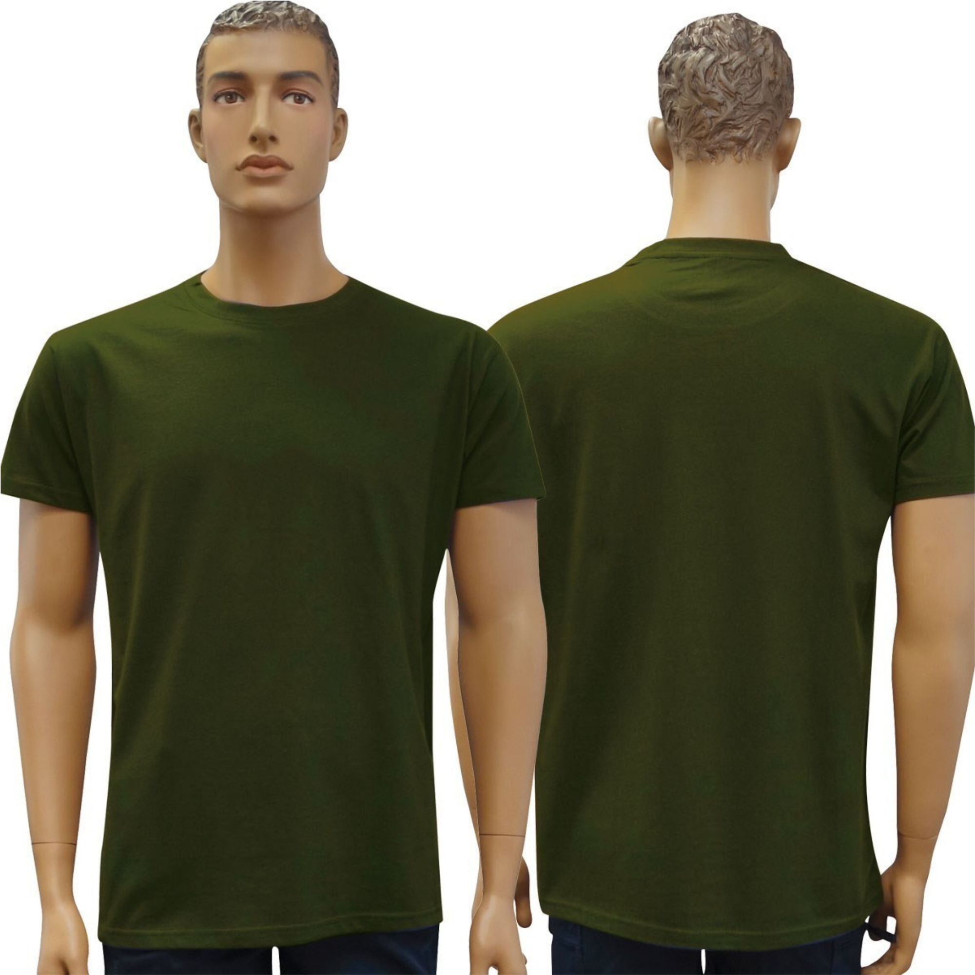 T-shirt Militaire Vert OD à Manches Courtes en Coton