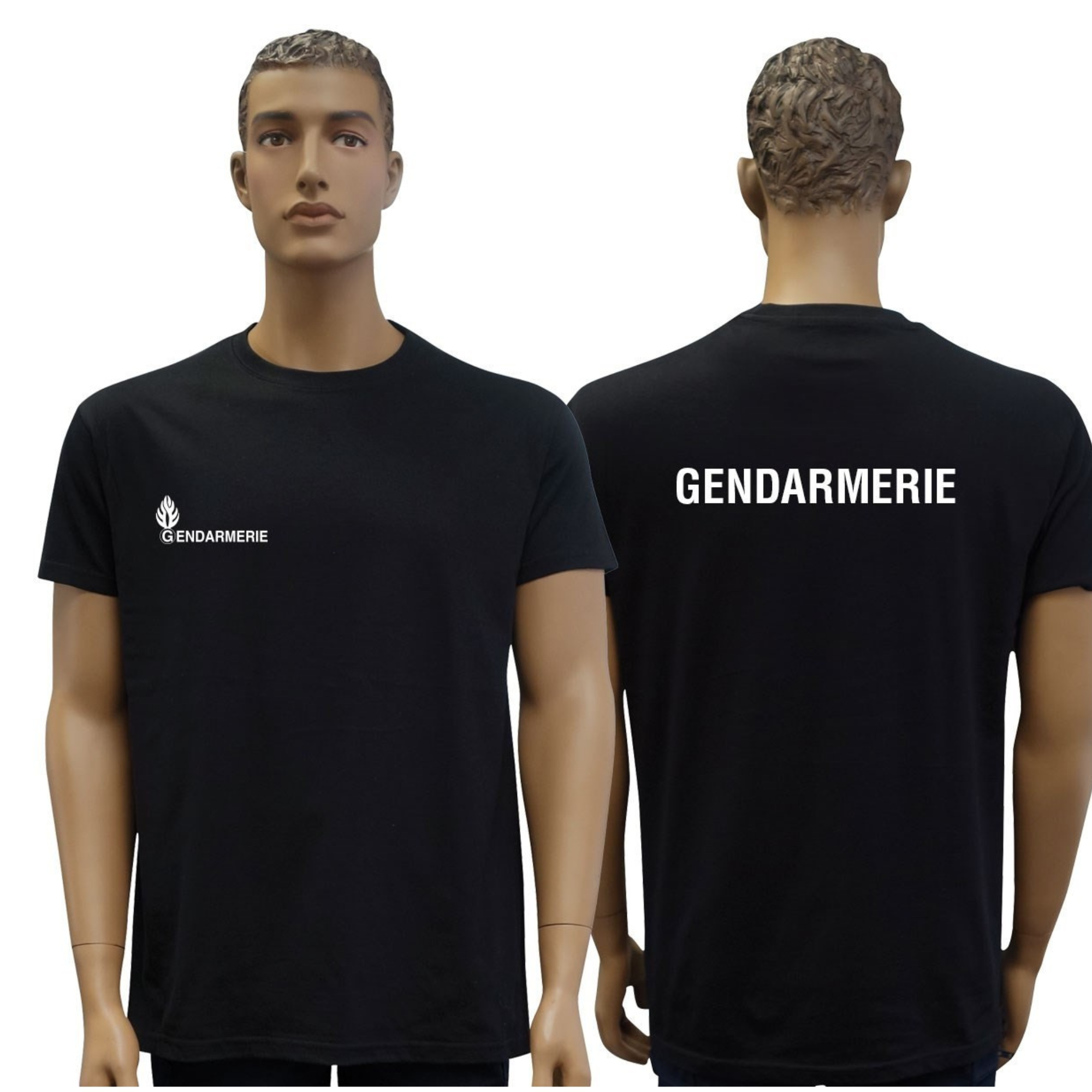 T-shirt Noir à Manches Courtes Impression Gendarmerie Départementale