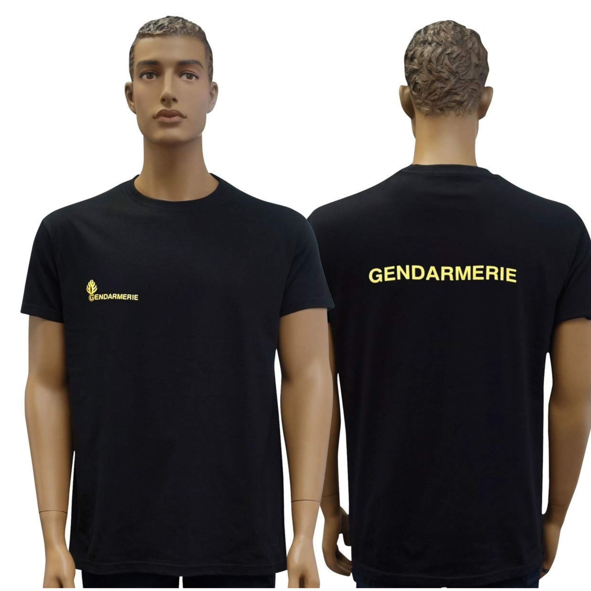 T-shirt Noir à Manches Courtes Impression Gendarmerie Mobile