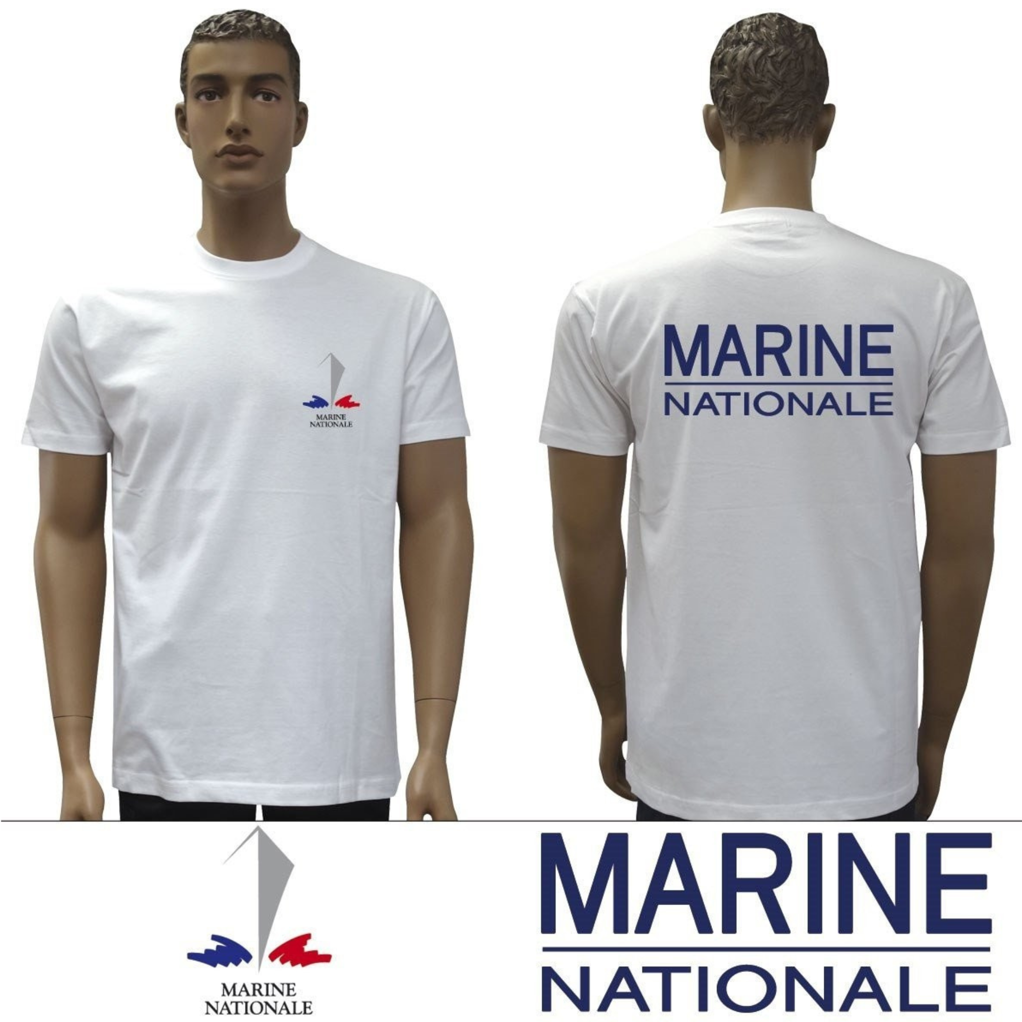 T-shirt Blanc à Manches Courtes Marine Nationale