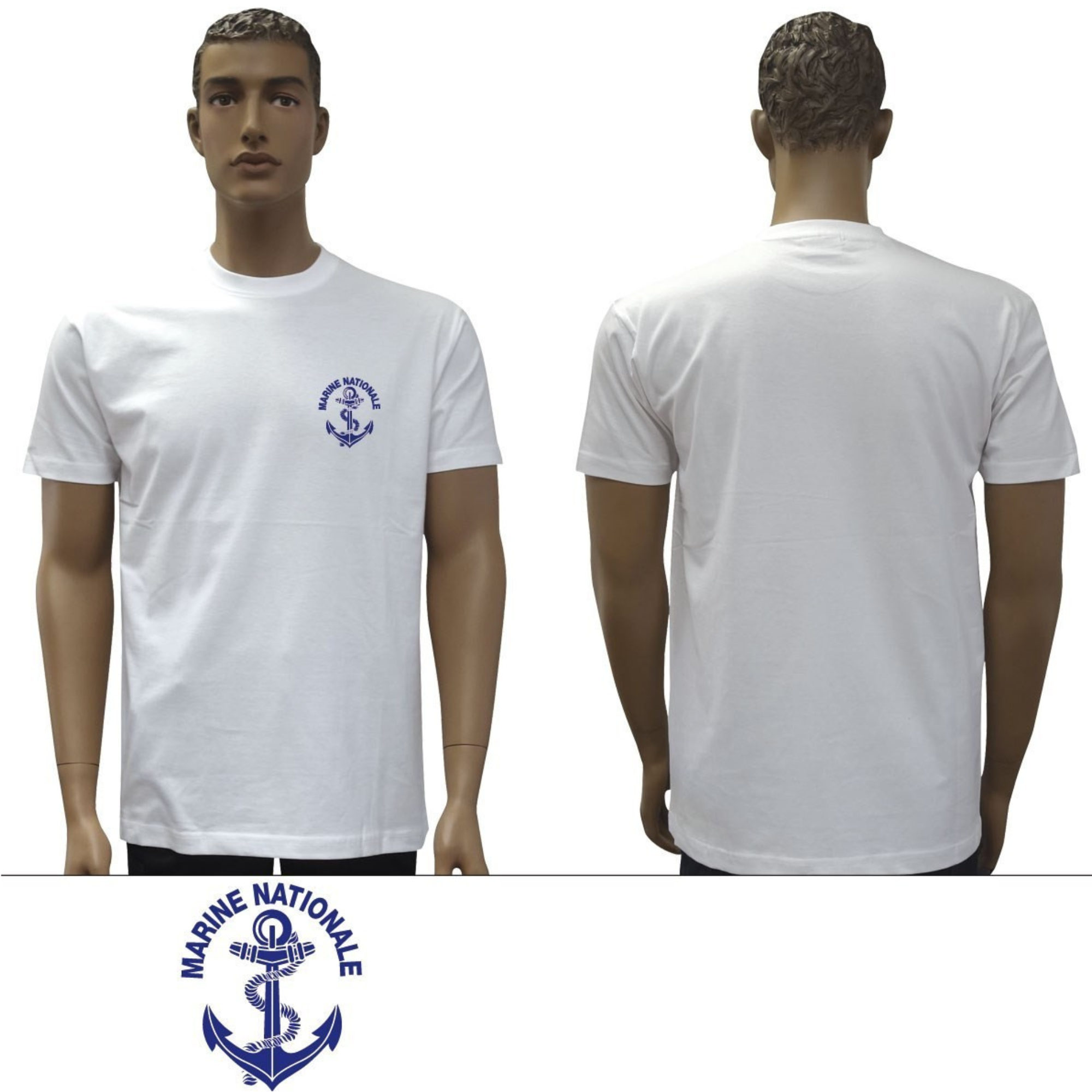 T-shirt Blanc à Manches Courtes Marine Nationale