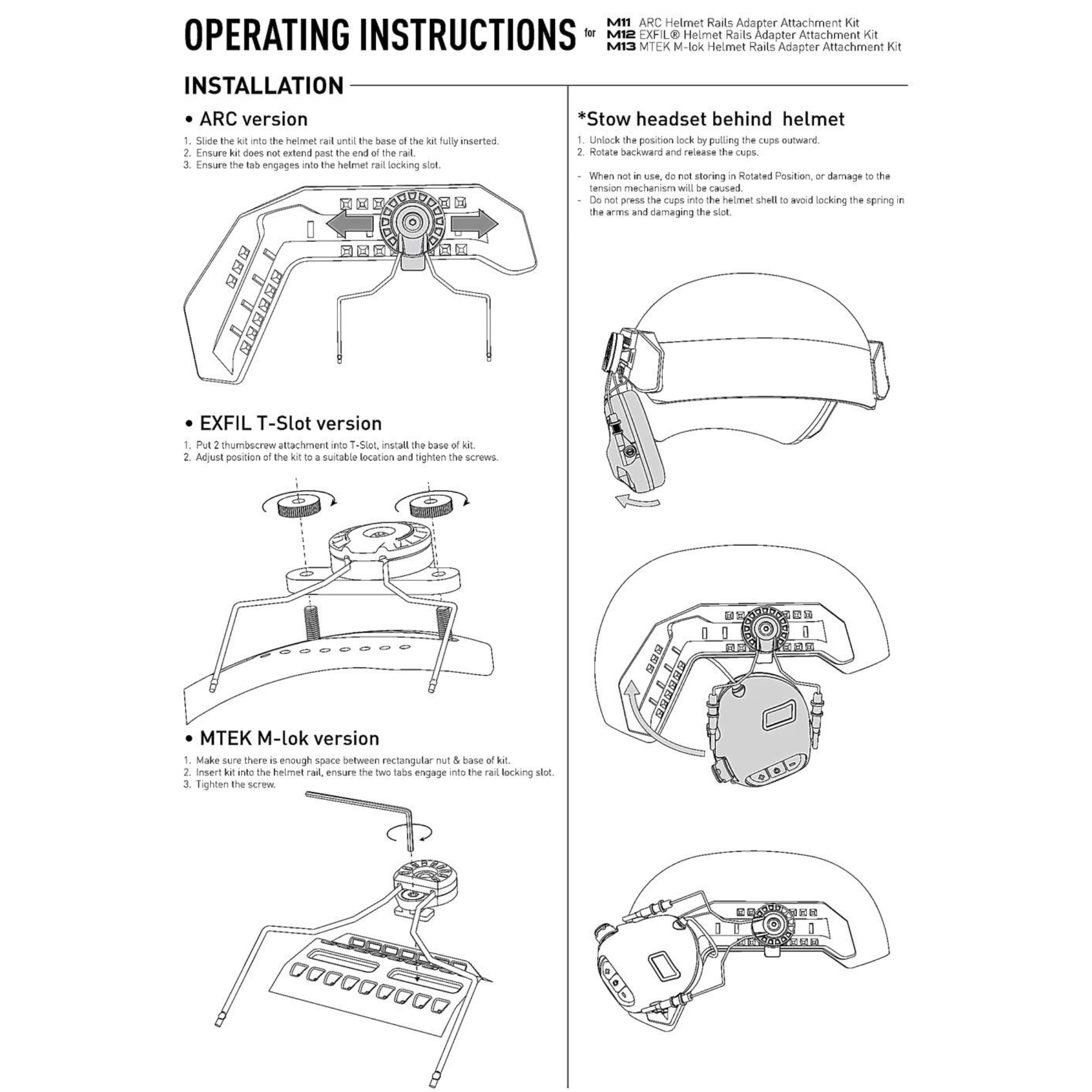 Adaptateur M13/MTEK M-LOK pour Casque Anti-Bruit