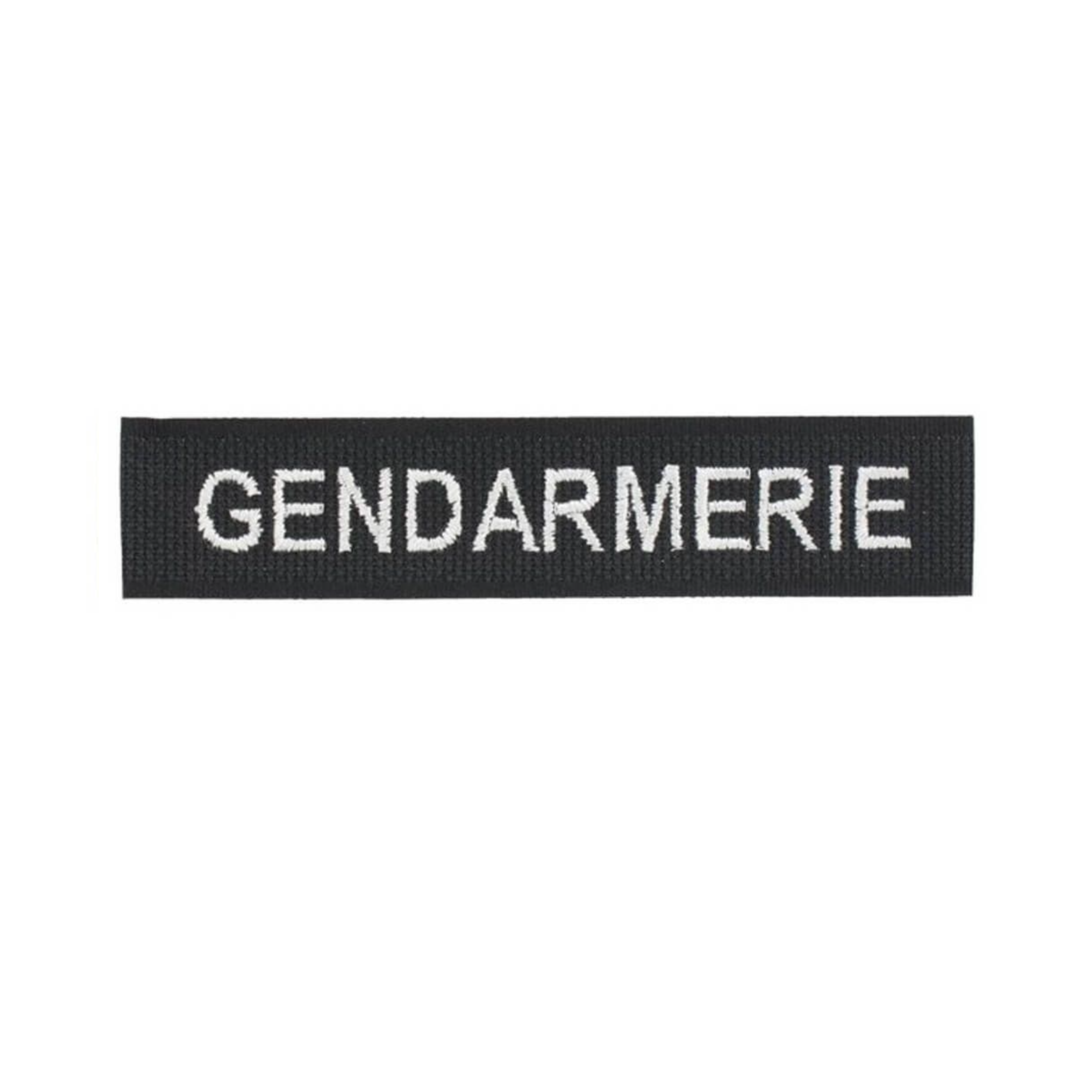 Bande Patro Gendarmerie Broderie Blanche sur Tissu Noir