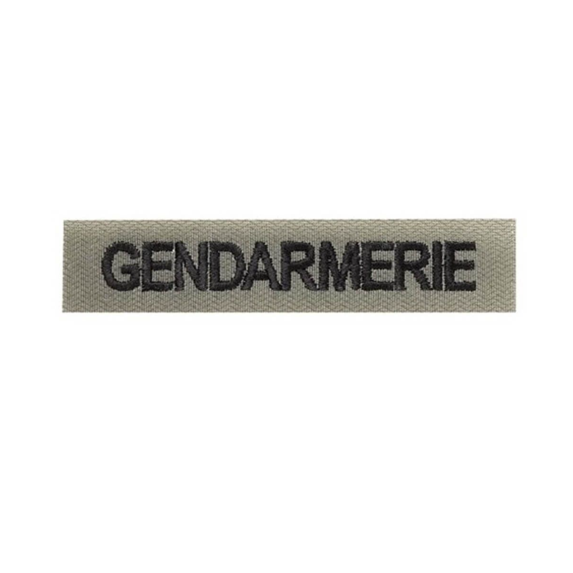 Bande Patro Gendarmerie Broderie Noire sur Tissu Vert OD