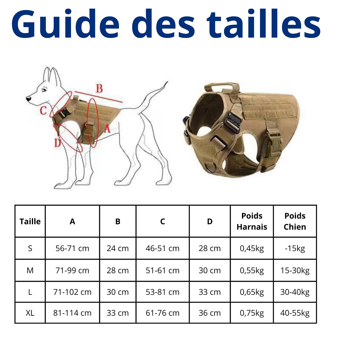 Harnais Tactique pour Berger Allemand et Autres Chiens