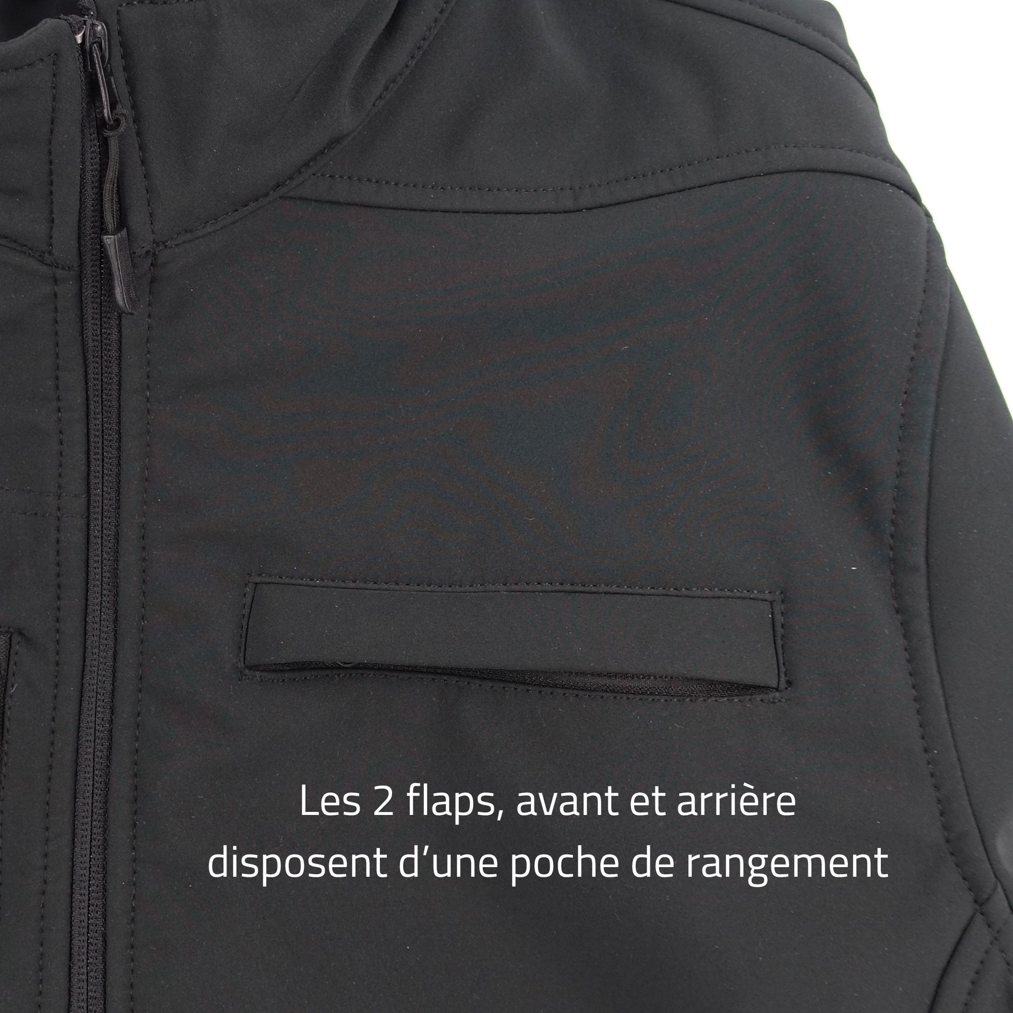 Veste Softshell Noire avec Flaps Sécurité