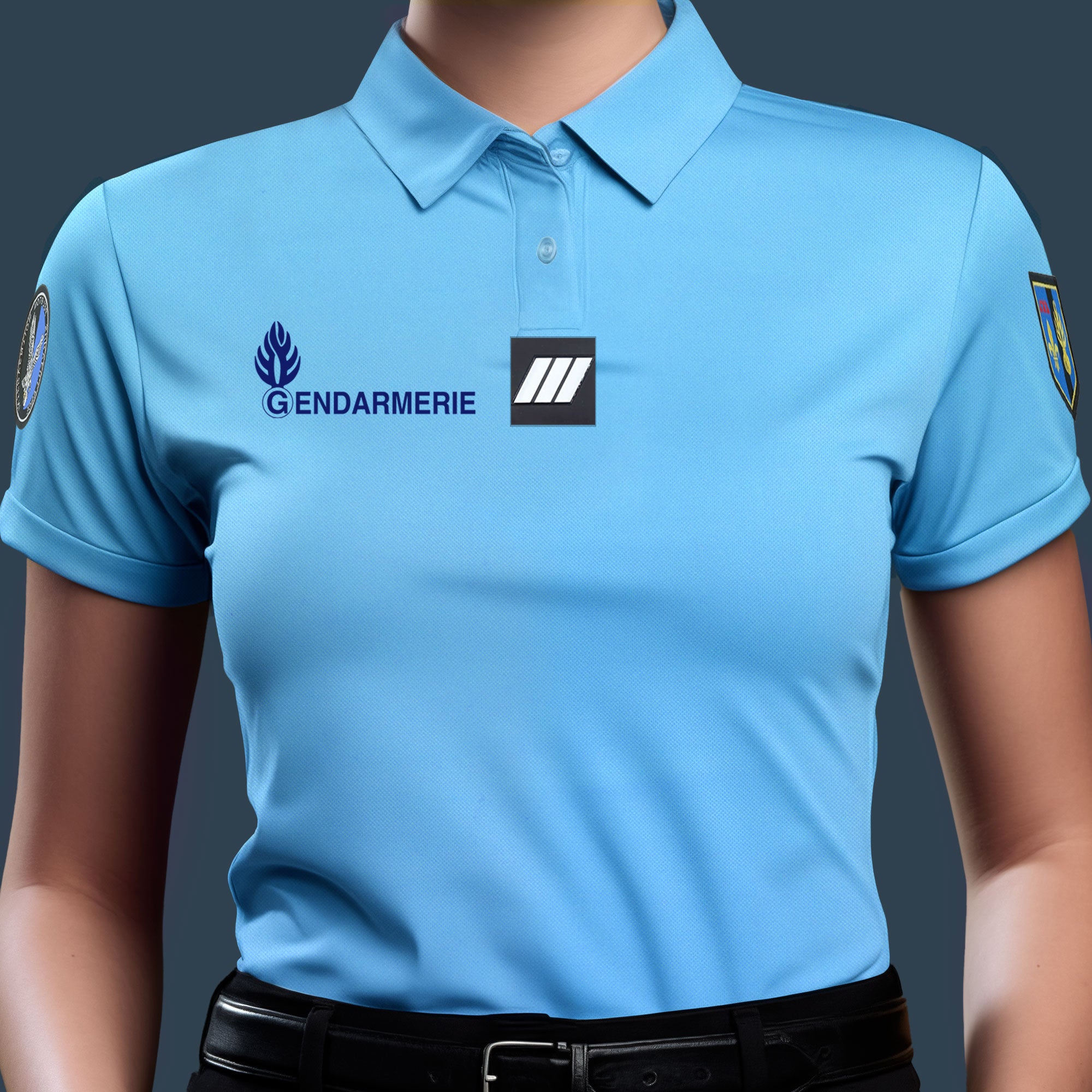 Polo Gendarmerie Bleu Cooldry® Manches Courtes pour Femme