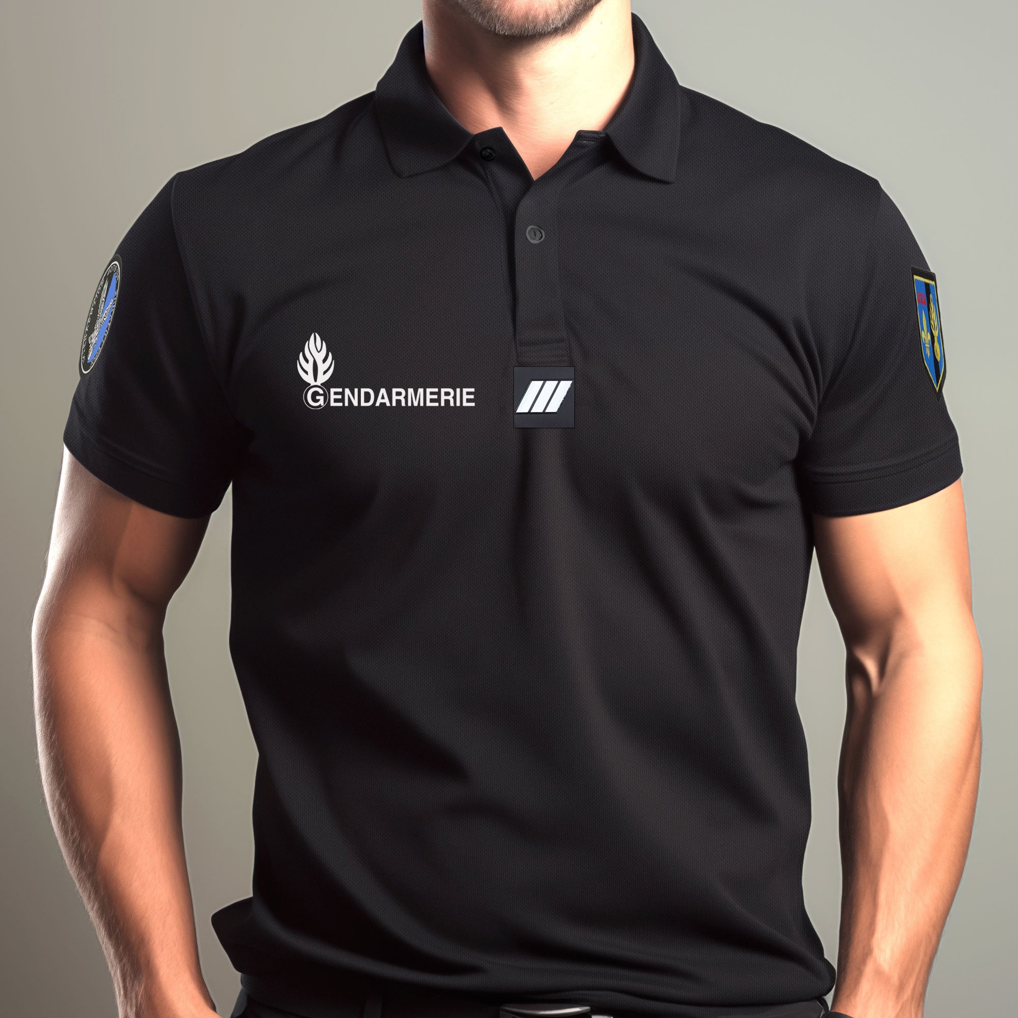 Polo Gendarmerie Noir Cooldry® Manches Courtes