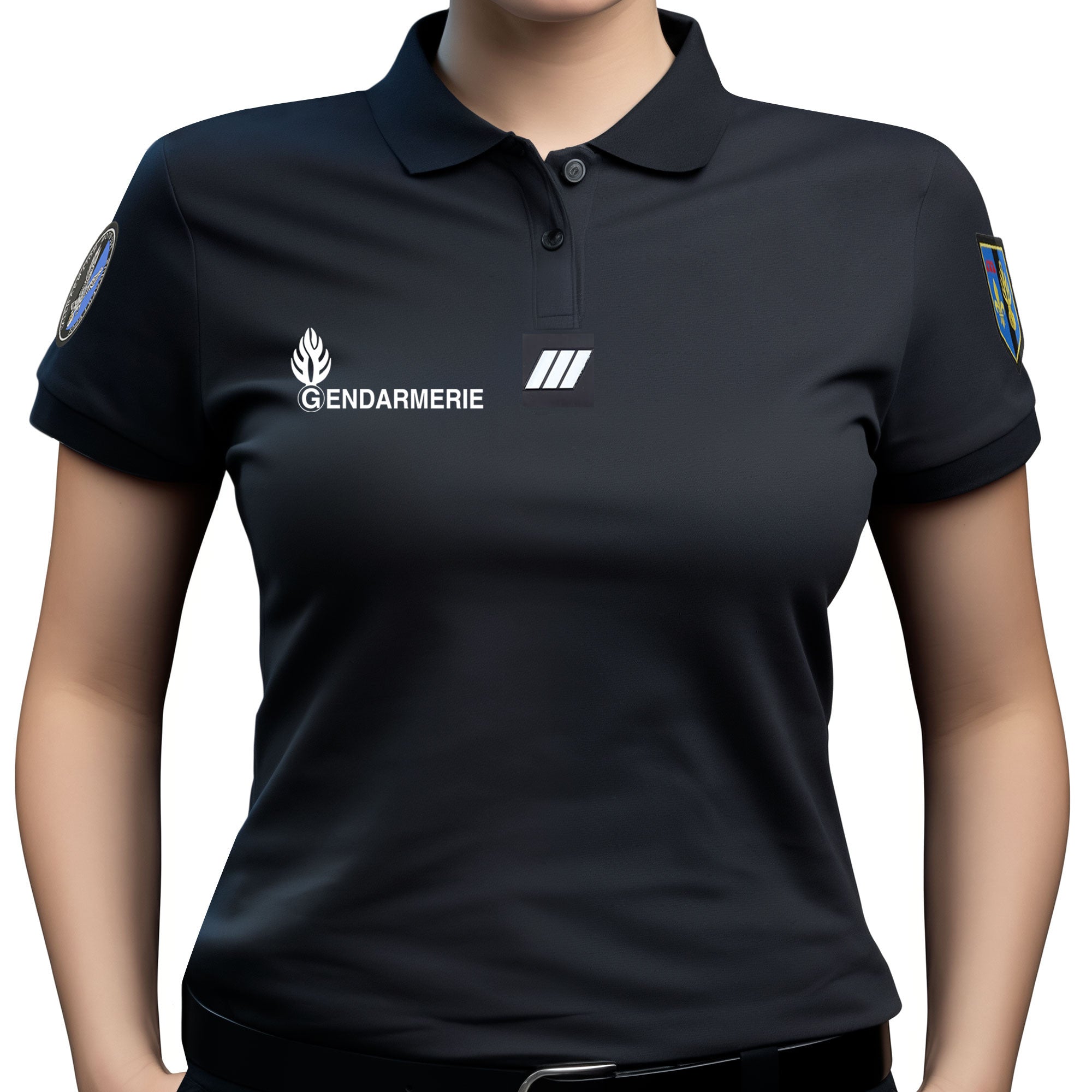 Polo Gendarmerie Noir Cooldry® Manches Courtes pour Femme