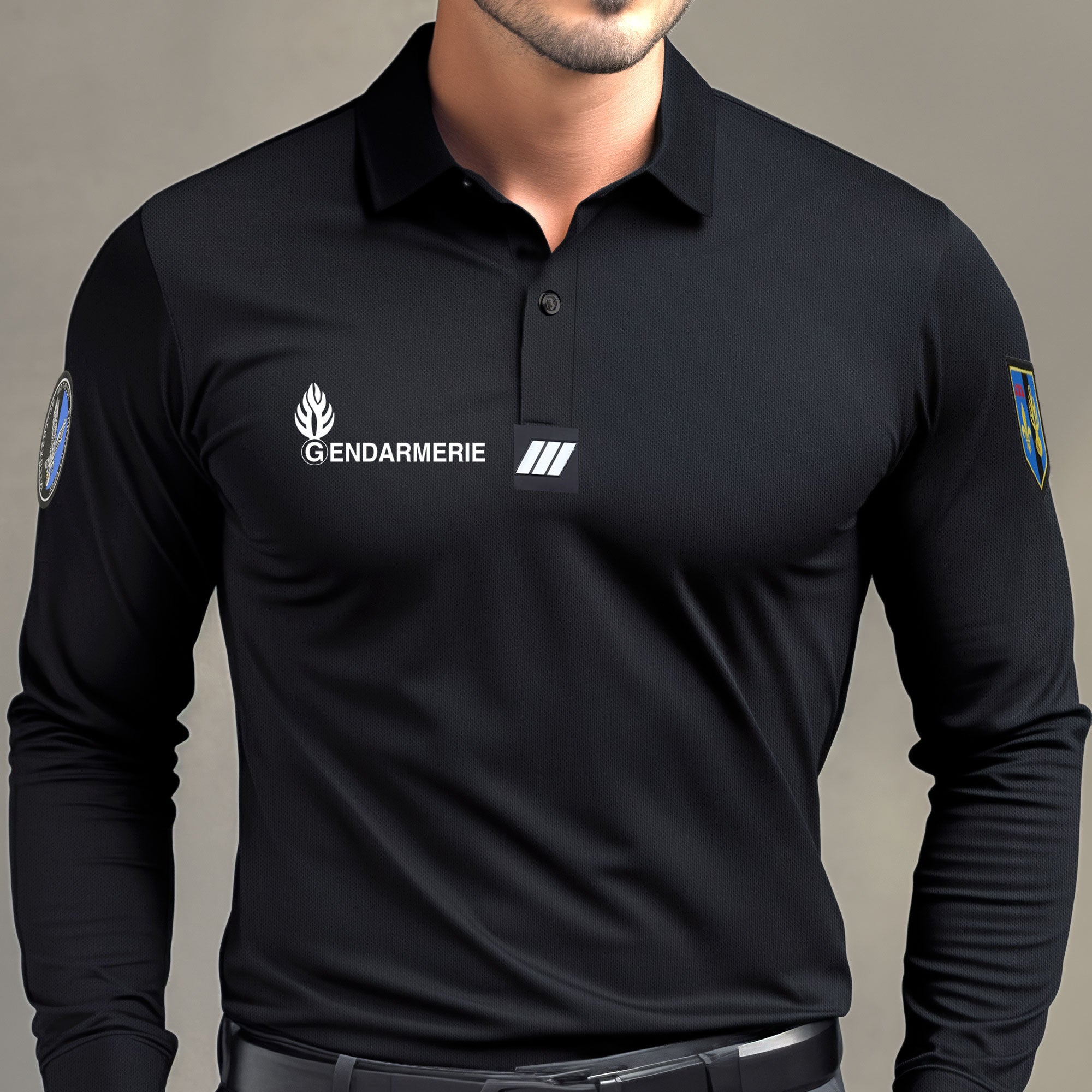 Polo Gendarmerie Noir Cooldry® Manches Longues