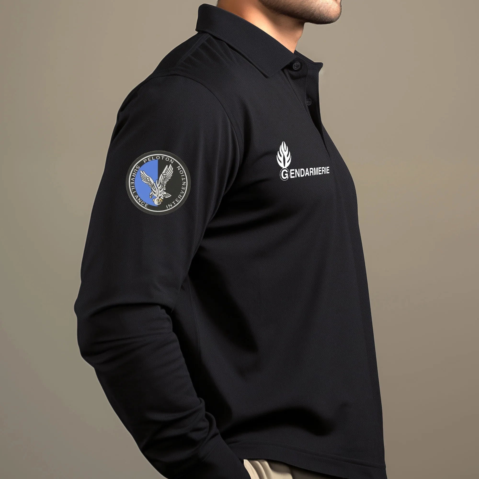 Polo Gendarmerie Noir Cooldry® Manches Longues