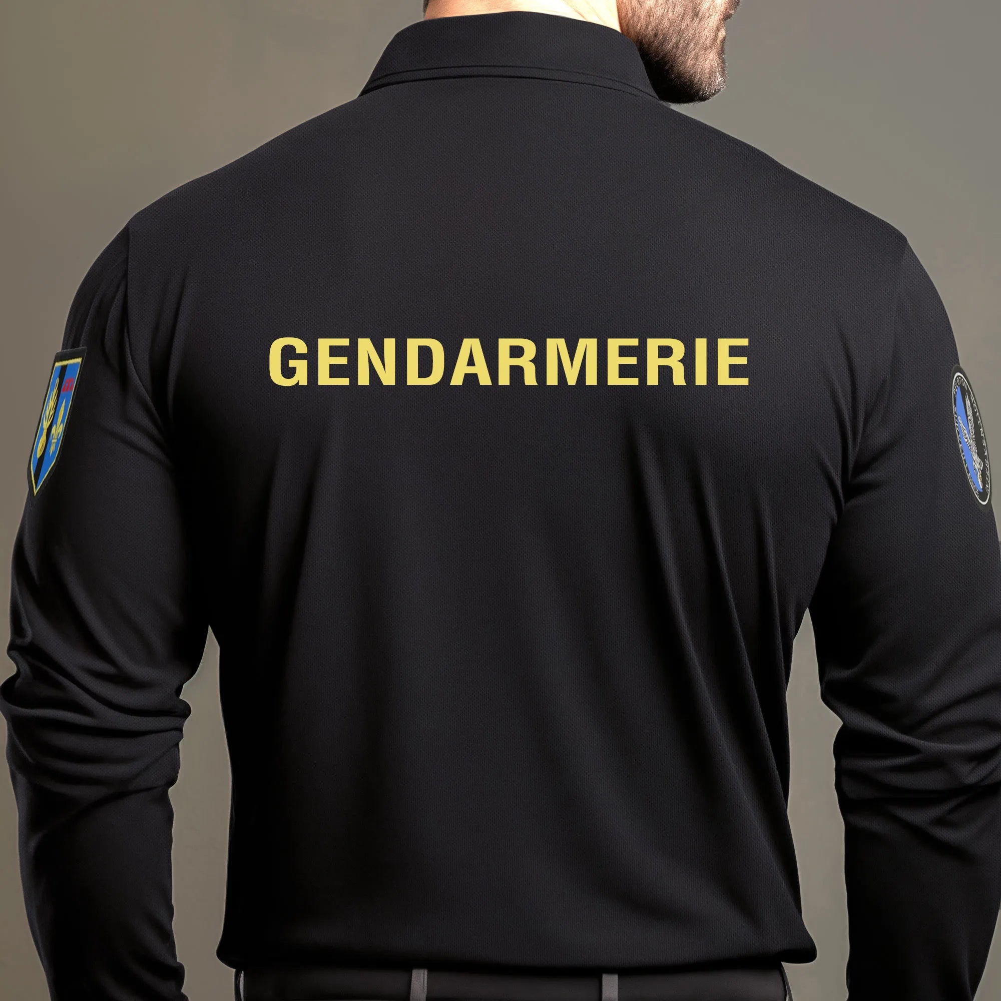 Polo Gendarmerie Mobile Noir Cooldry® Manches Longues