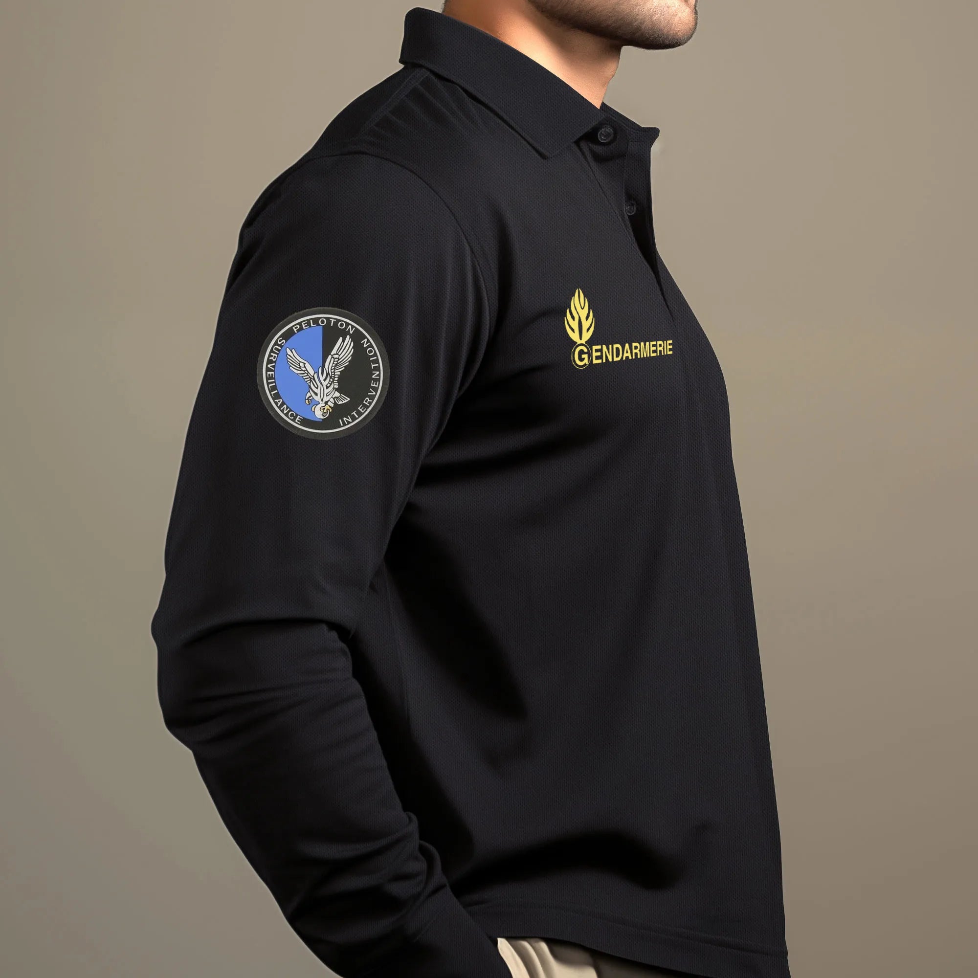 Polo Gendarmerie Mobile Noir Cooldry® Manches Longues