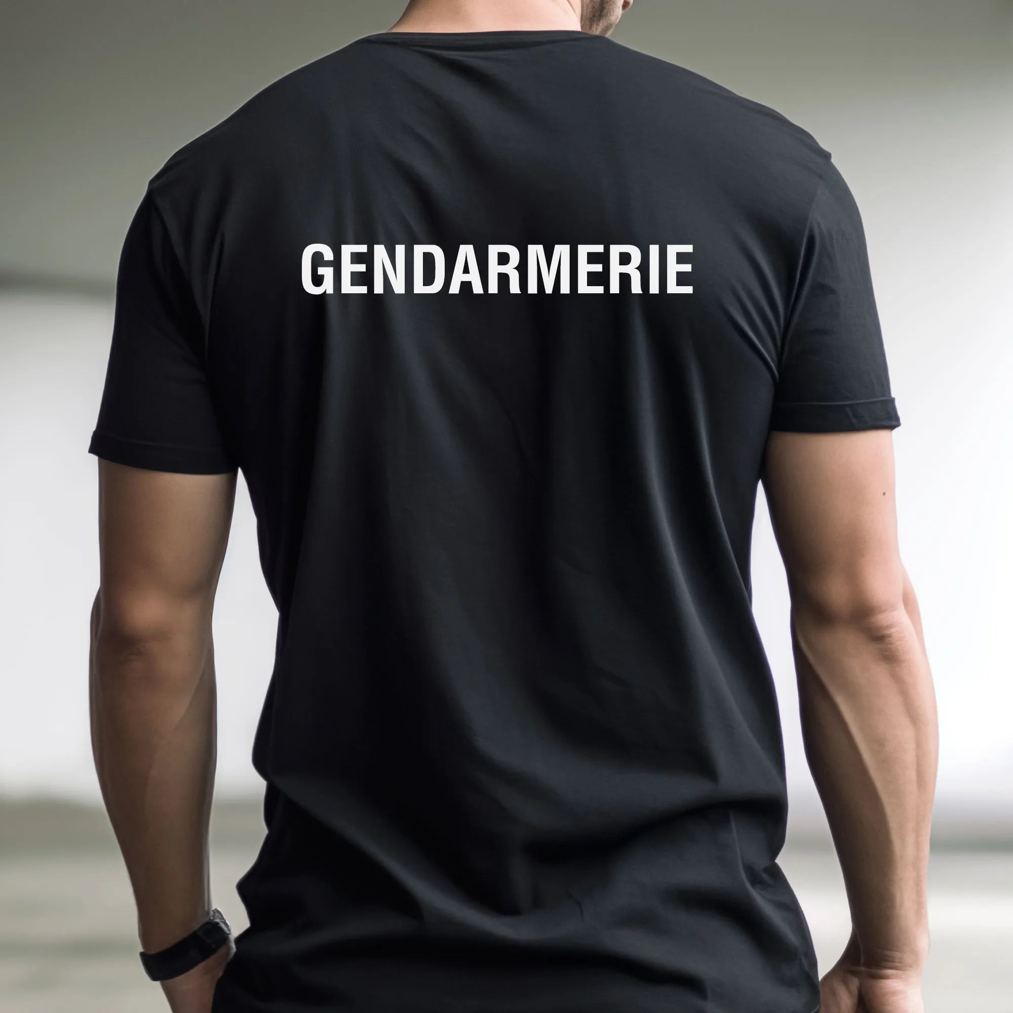 T-shirt Noir à Manches Courtes Impression Gendarmerie Départementale