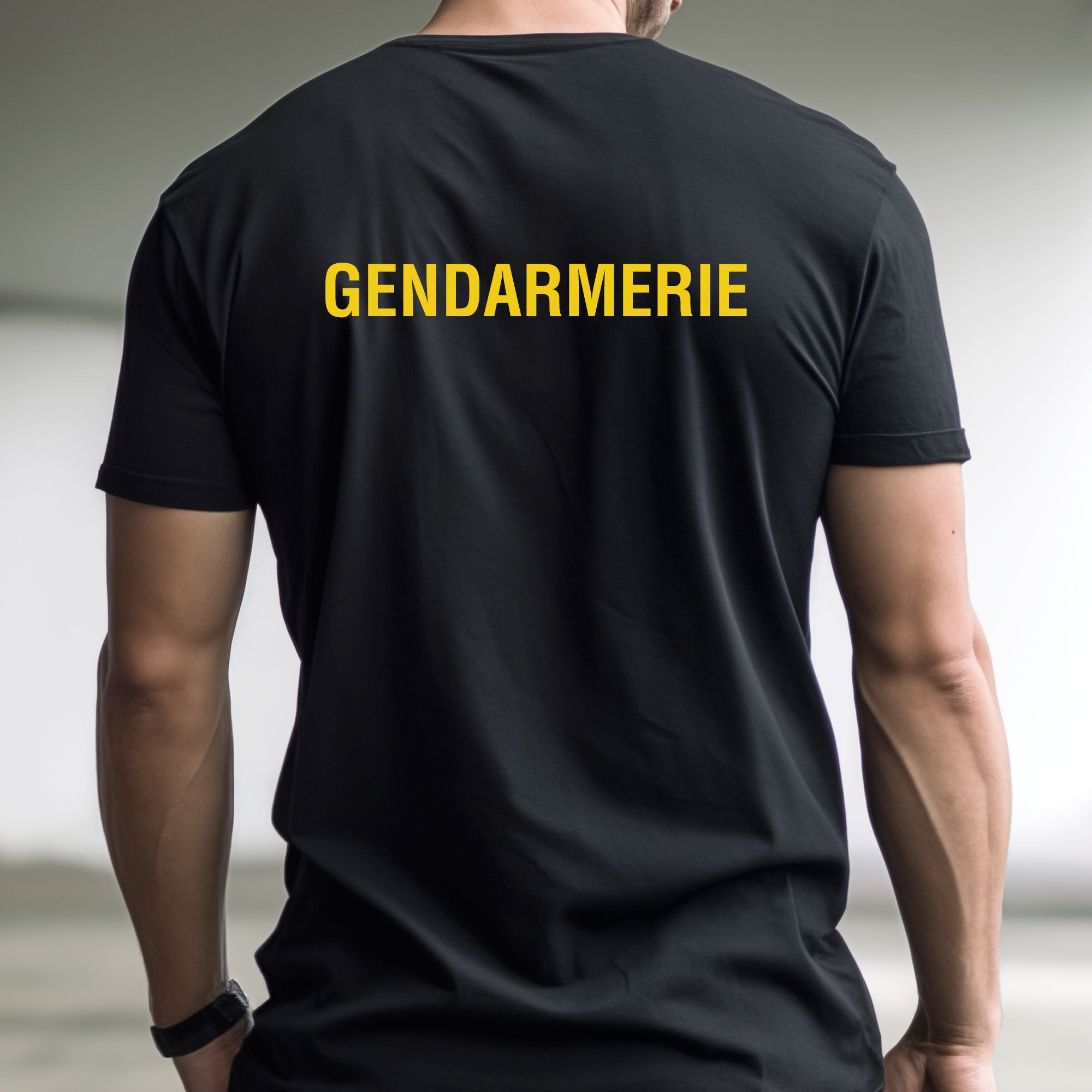 T-shirt Noir à Manches Courtes Impression Gendarmerie Mobile