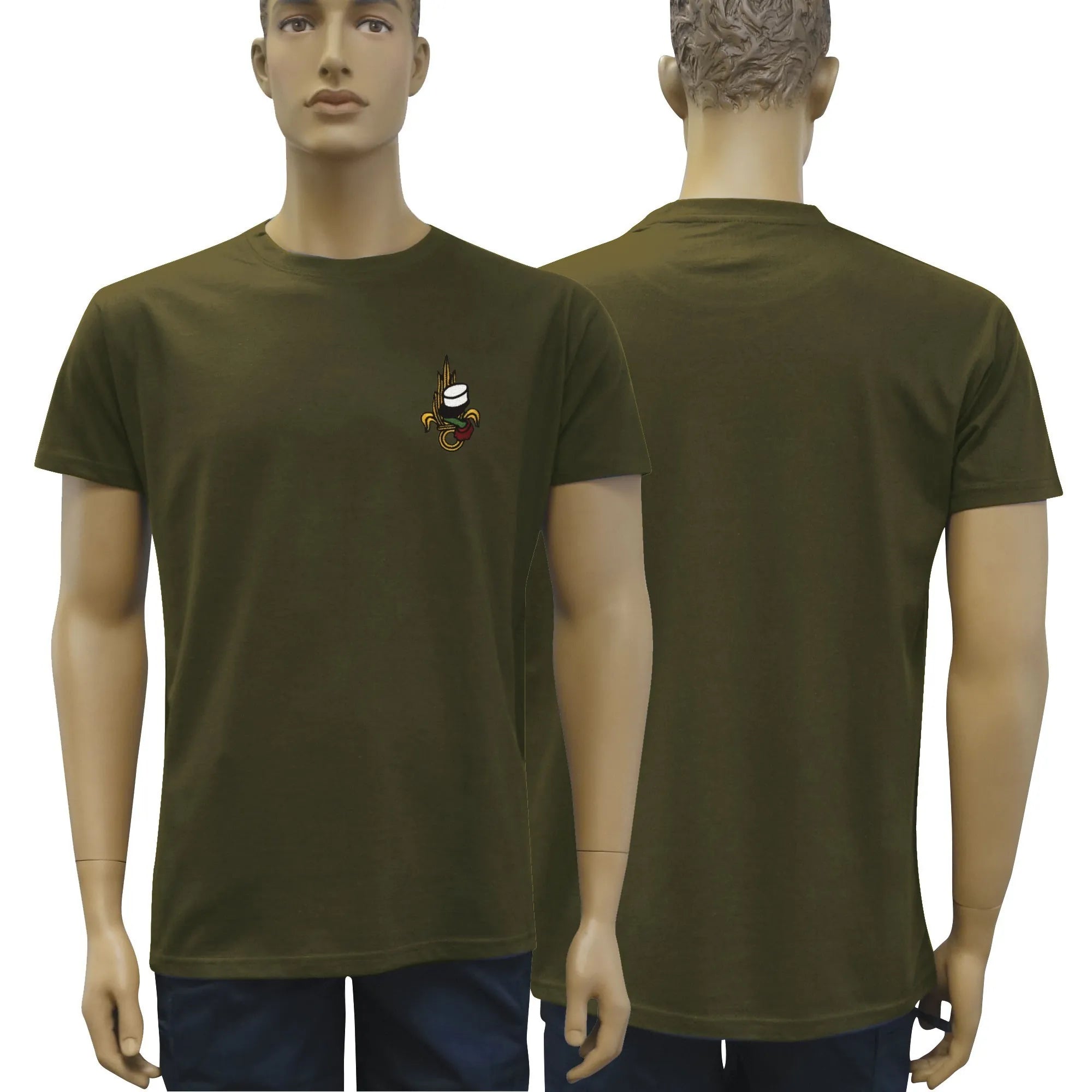 T-shirt Militaire Vert OD à Manches Courtes Brodé Légion Étrangère